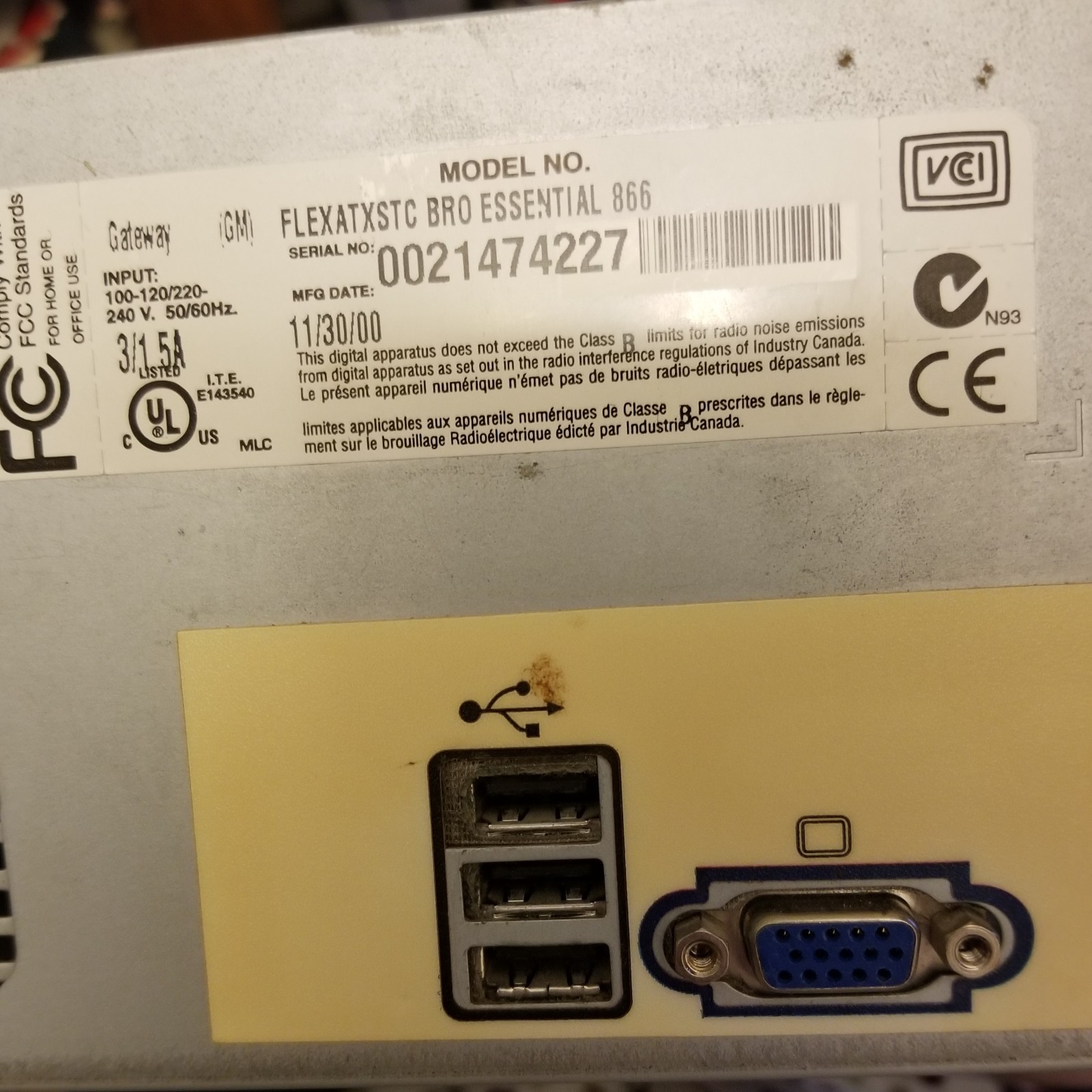 Vintage Gateway 2000 Desktop Computer PARTS ONLY