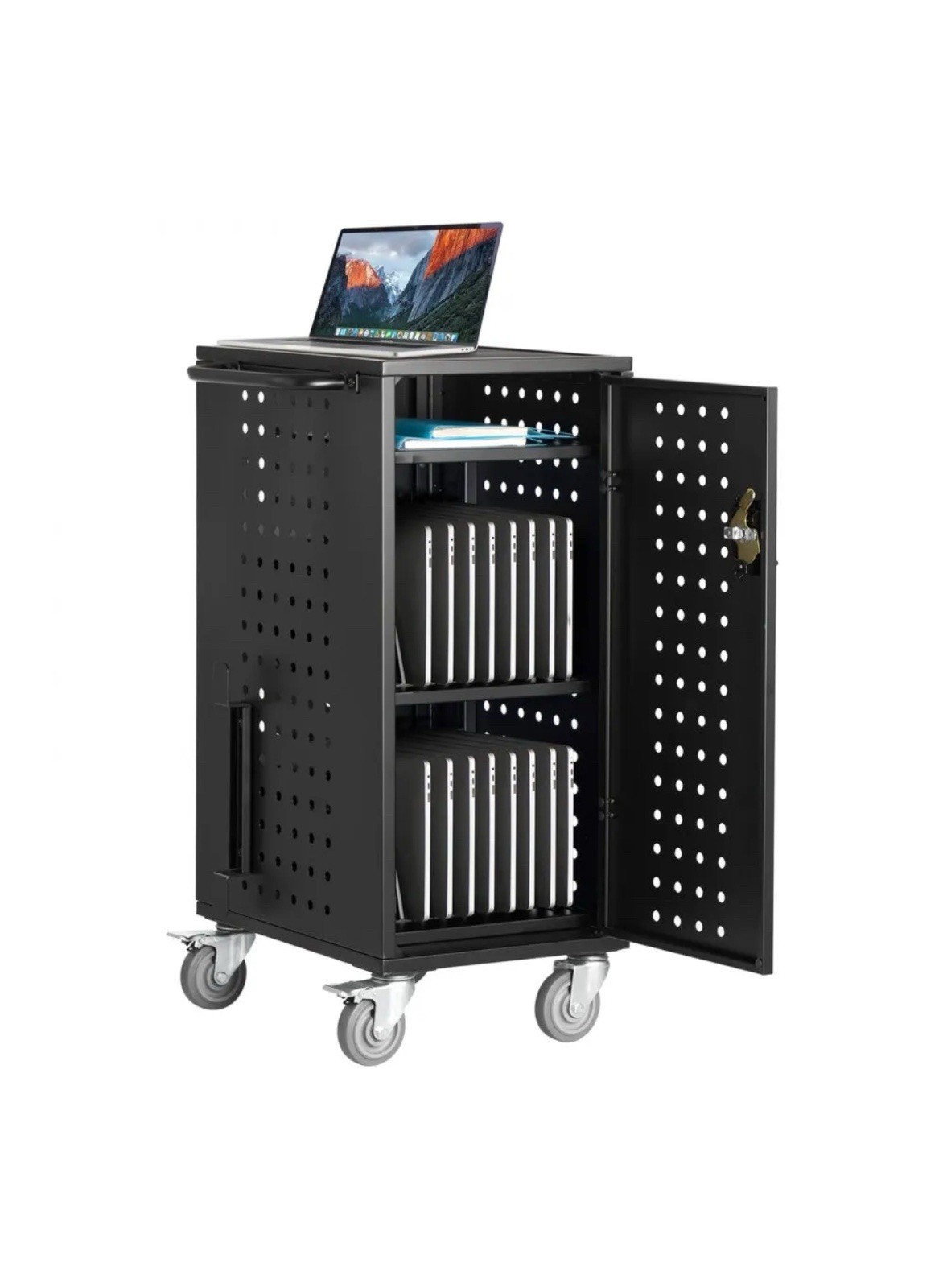 VEVOR Charging Cart Mobile Locking Charging Cart 20 Devices for Laptop & Tablet