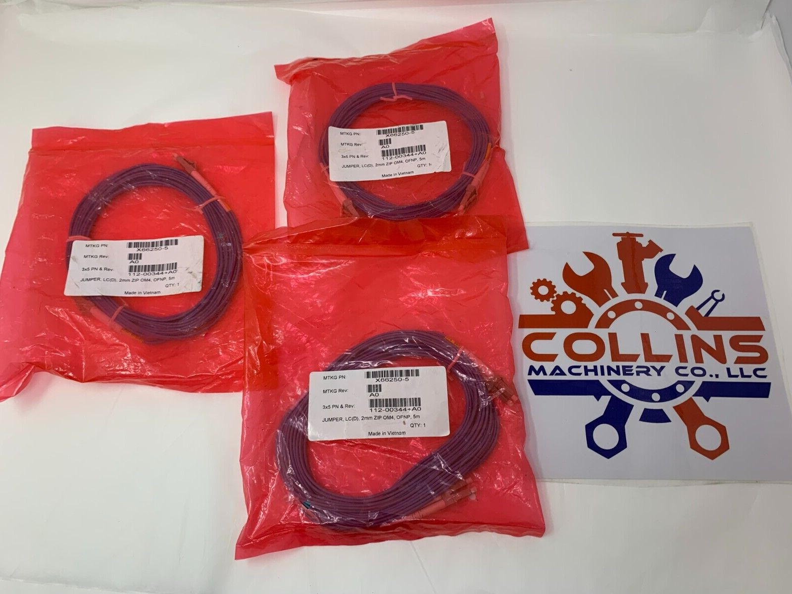 3-NetApp  X66250-5 Jumper LCD 2mm ZIP OM4 OFNP 5m Fiber Optic Network Cable