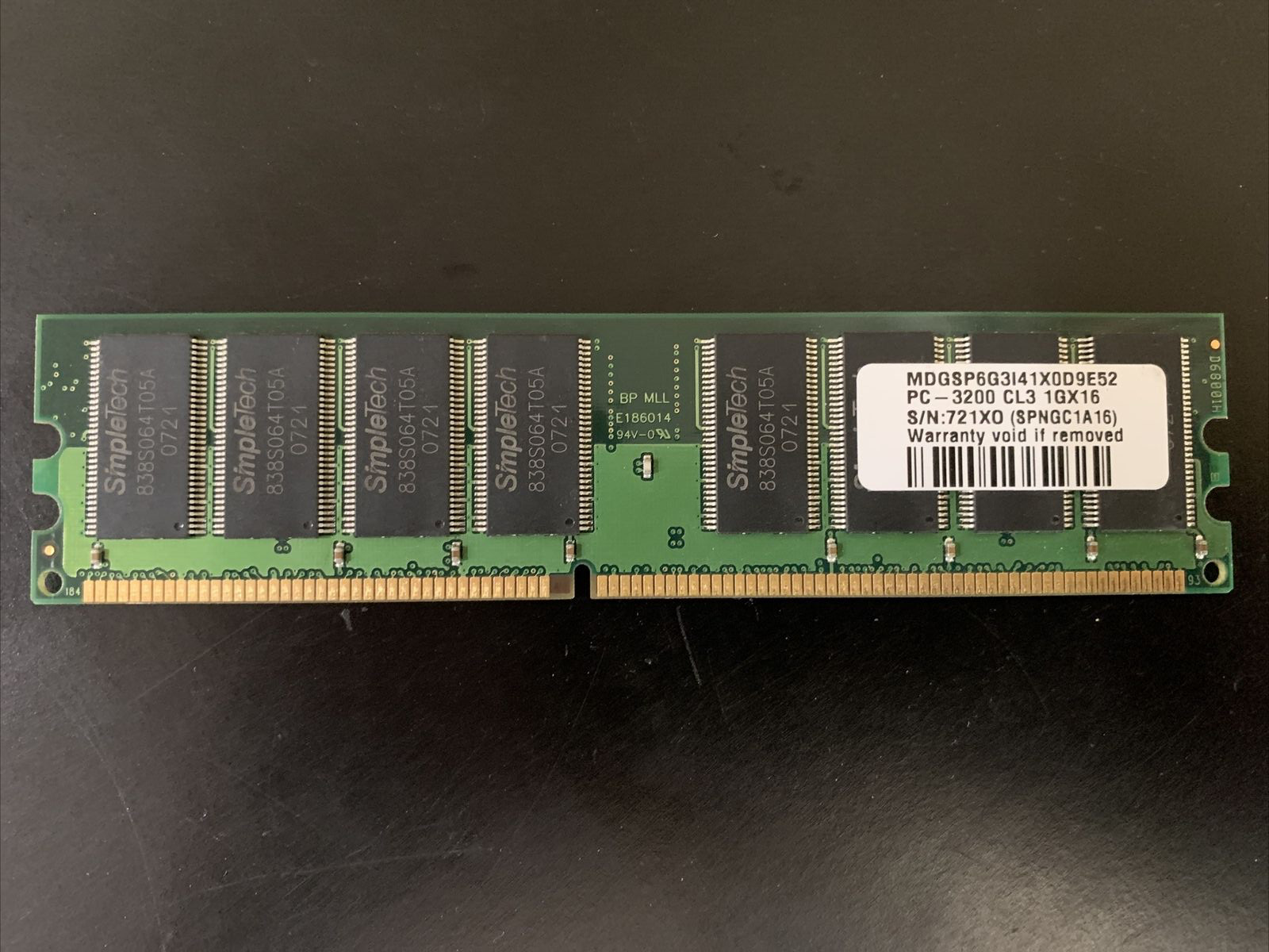 SIMPLETECH 1GB X 16 PC3200 CL3 DDR-400MHz RAM