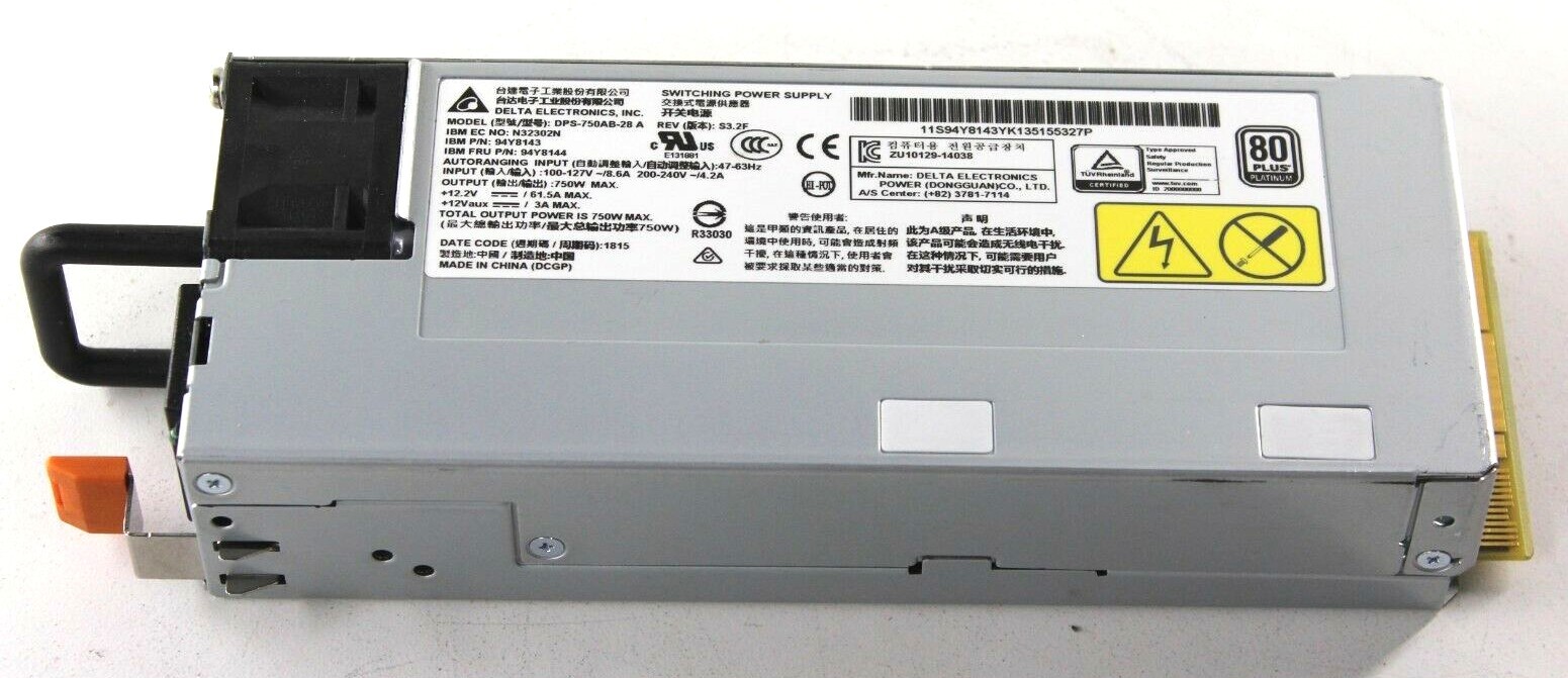 94Y8142 Lenovo System x 750W High Efficiency Platinum AC Power Supply 00FK932