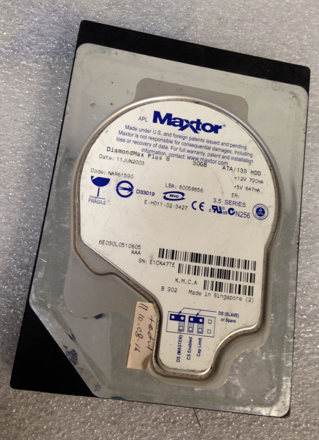 MaxtorDiamondMax Plus8 NAR61590 6E030L0510605 IDE3.5'' 30GB 7200RPM Hard Drive"