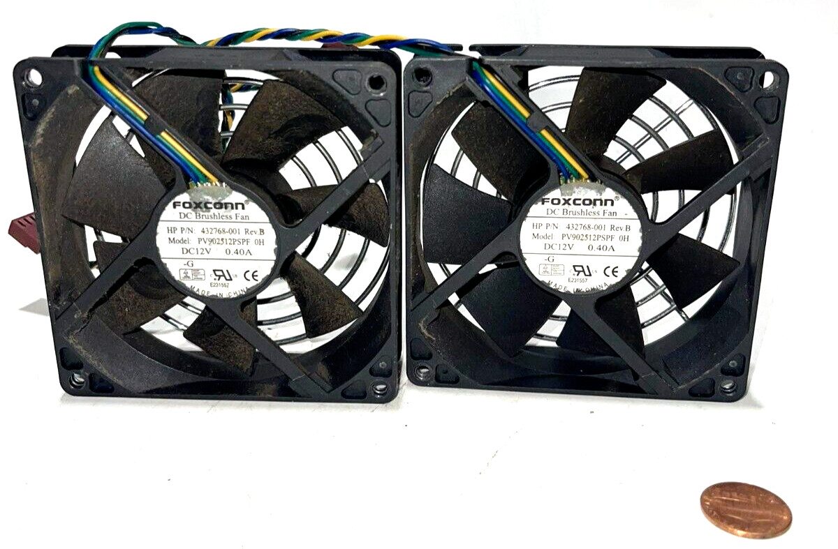 (2) HP Compaq Foxconn DC Brushless Cooling Fan PV902512PSPF 432768-001