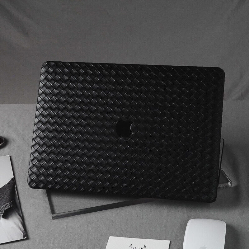 Black Braid Woven PU Leather Shell Case Cover For Apple MacBook Air MacBook Pro