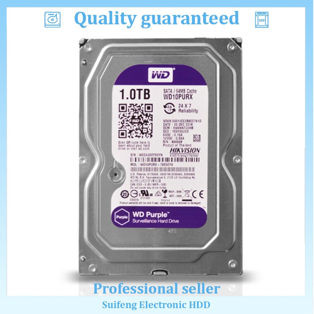 Western Digital Purple 1TB WD10PURX 3.5" Hard Drive Surveillance Security DVR