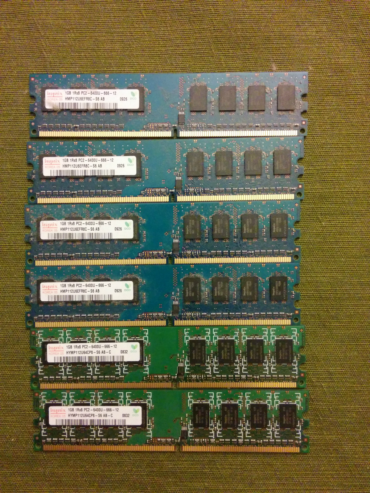 Hynix 6GB(6x1GB) 1Rx8 PC2-6400U, Desktop Memory RAM 