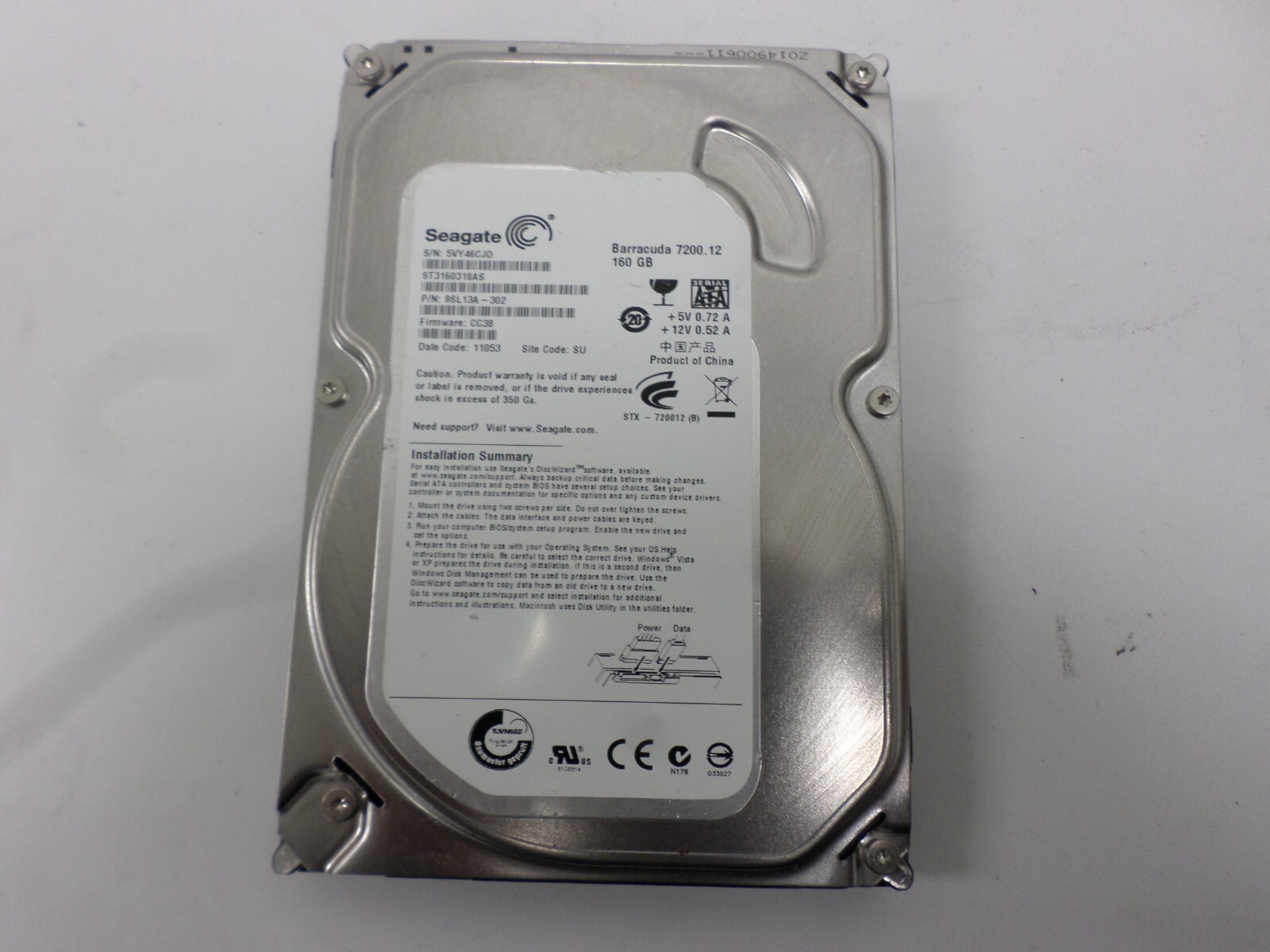 USED SEAGATE Barracuda 7200.12 160 GB Hard Drive 9SL13A-302