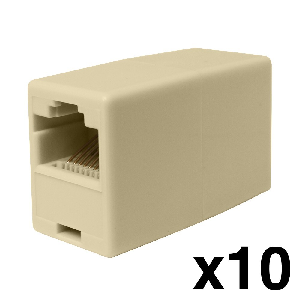 Skywalker Modular Coupler for Network, 8-Conductor, Female RJ45 (Ivory, 10 Pack)