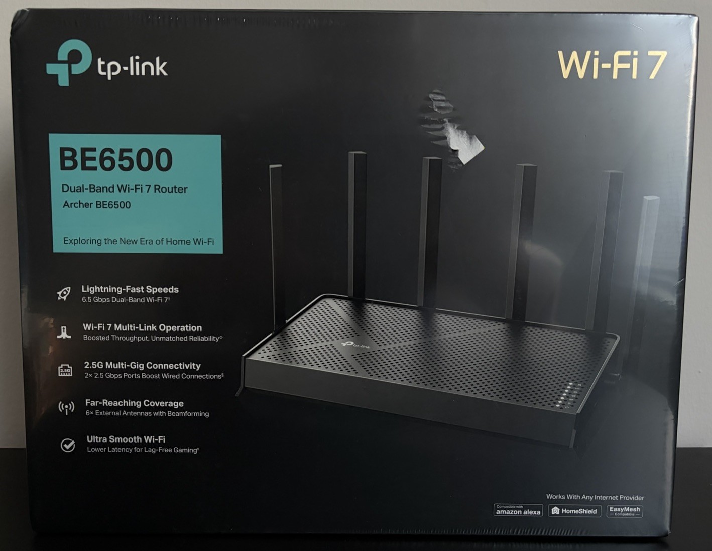 TP-Link BE6500 Dual-Band Wi-Fi 7 Router Archer BE400 Speed Up To 6.5 Gbps, Black