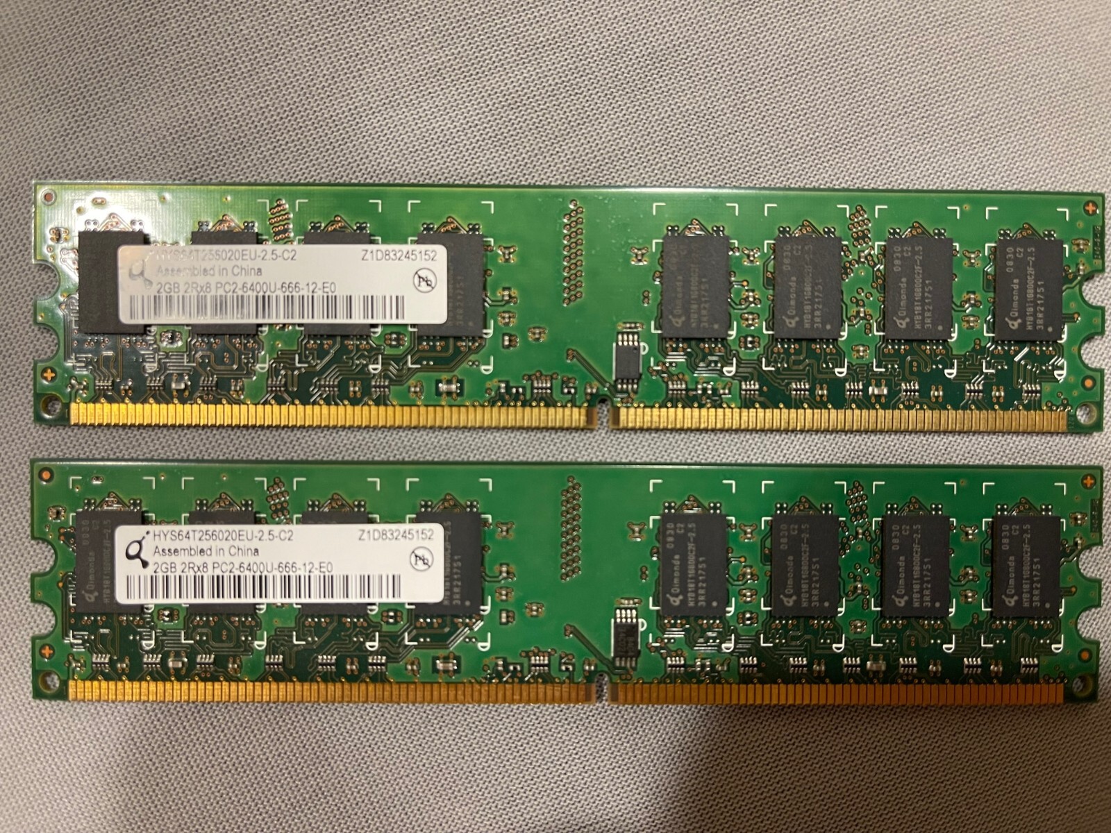Qimonda HYS64T256020EU-2.5-C2 4GB RAM (2GBx2) PC2-6400 DDR2-800MHz 240 Pin DIMM