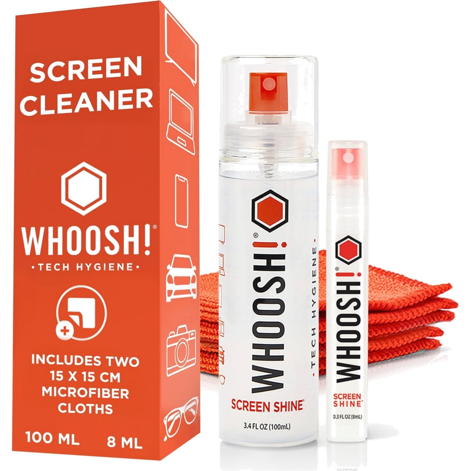 Screen Shine Duo: Non-Toxic Screen Cleaner Kit with Microfiber Cloths, 3.7 Fl Oz