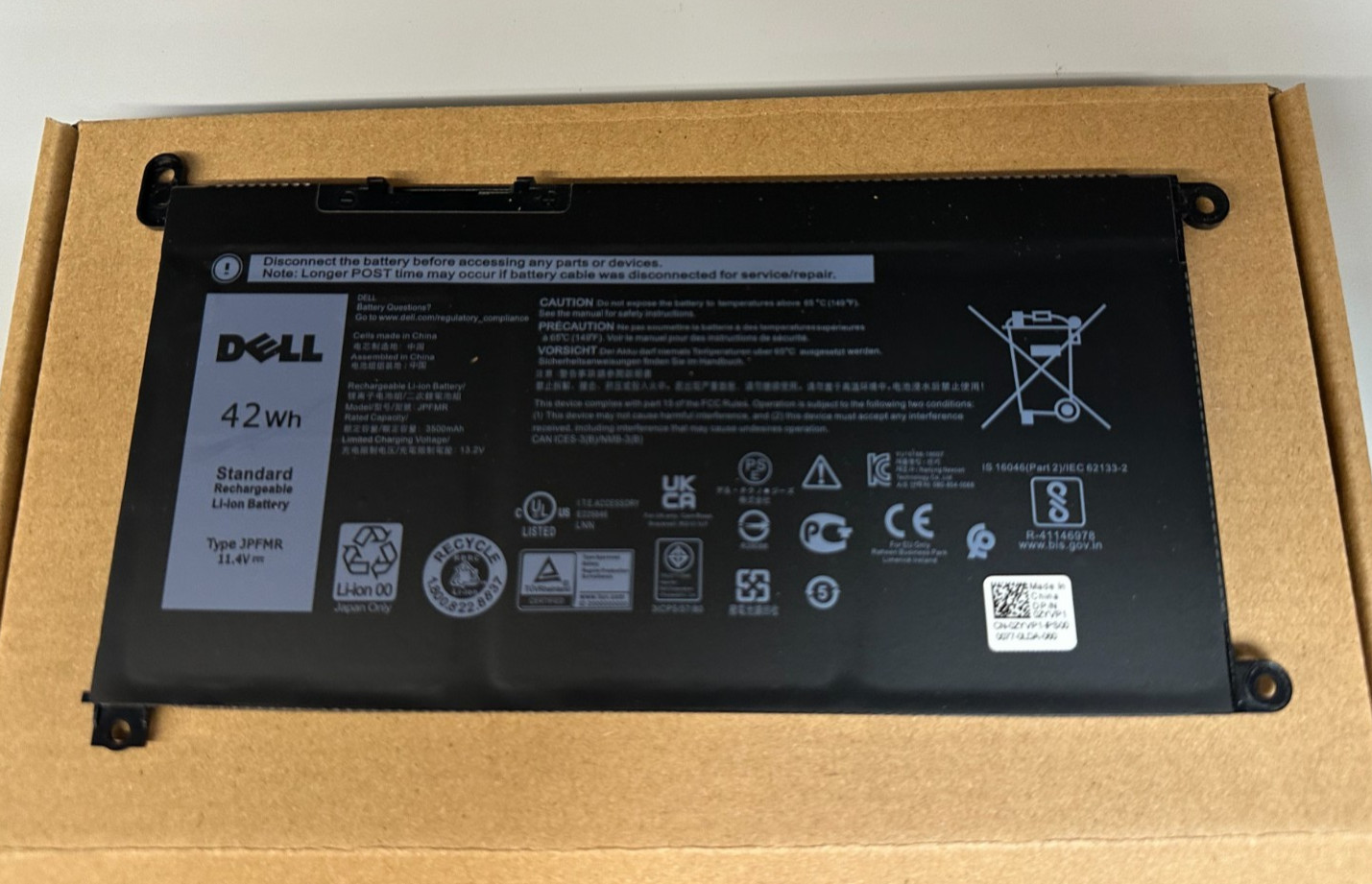 Genuine OEM JPFMR Battery For Dell Chromebook 3400 3100 2-in-1 5488 P90F Series