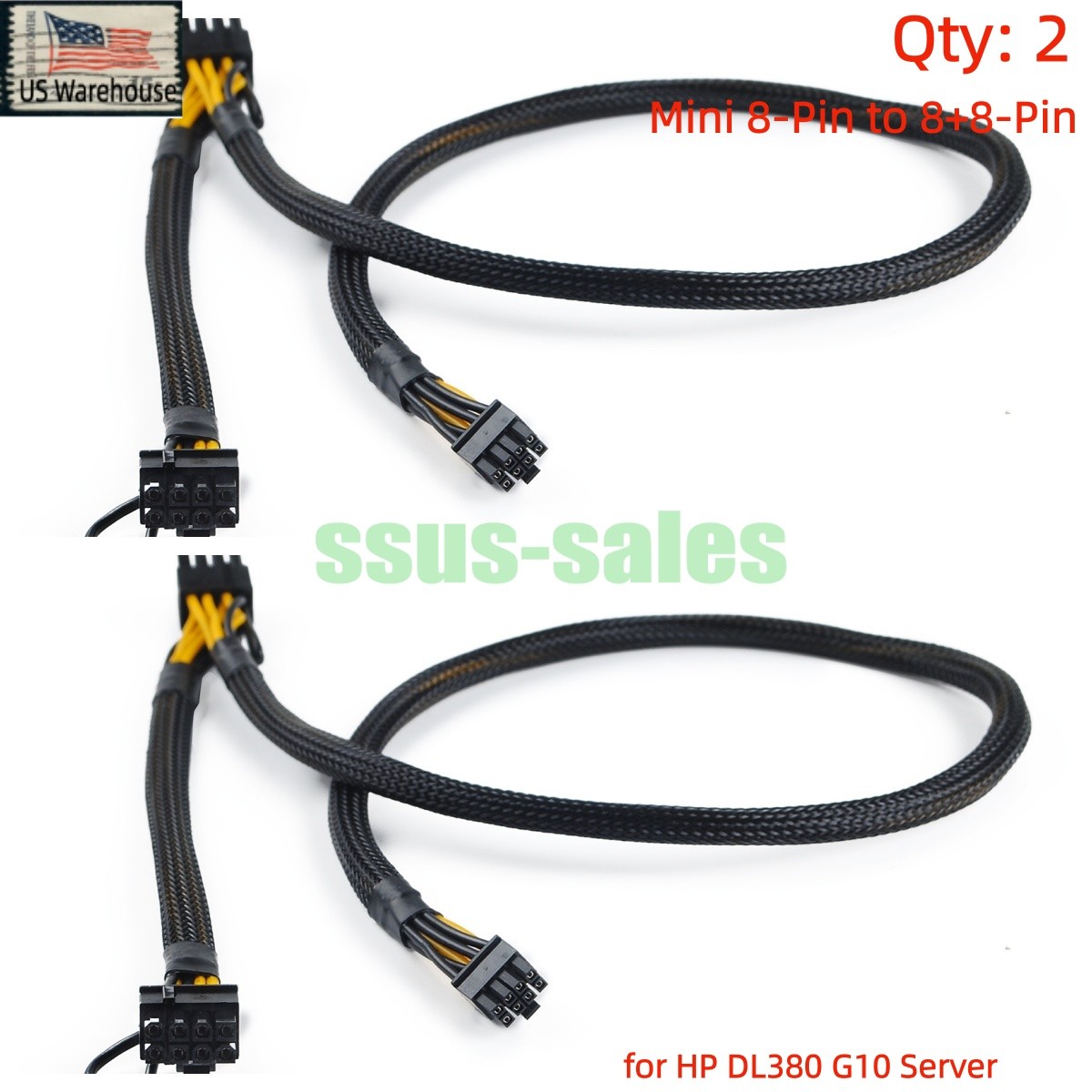 2PCS Mini 8-Pin to 8+8-Pin GPU Power Cable for HP DL380 G10 Server RTX/Quadro
