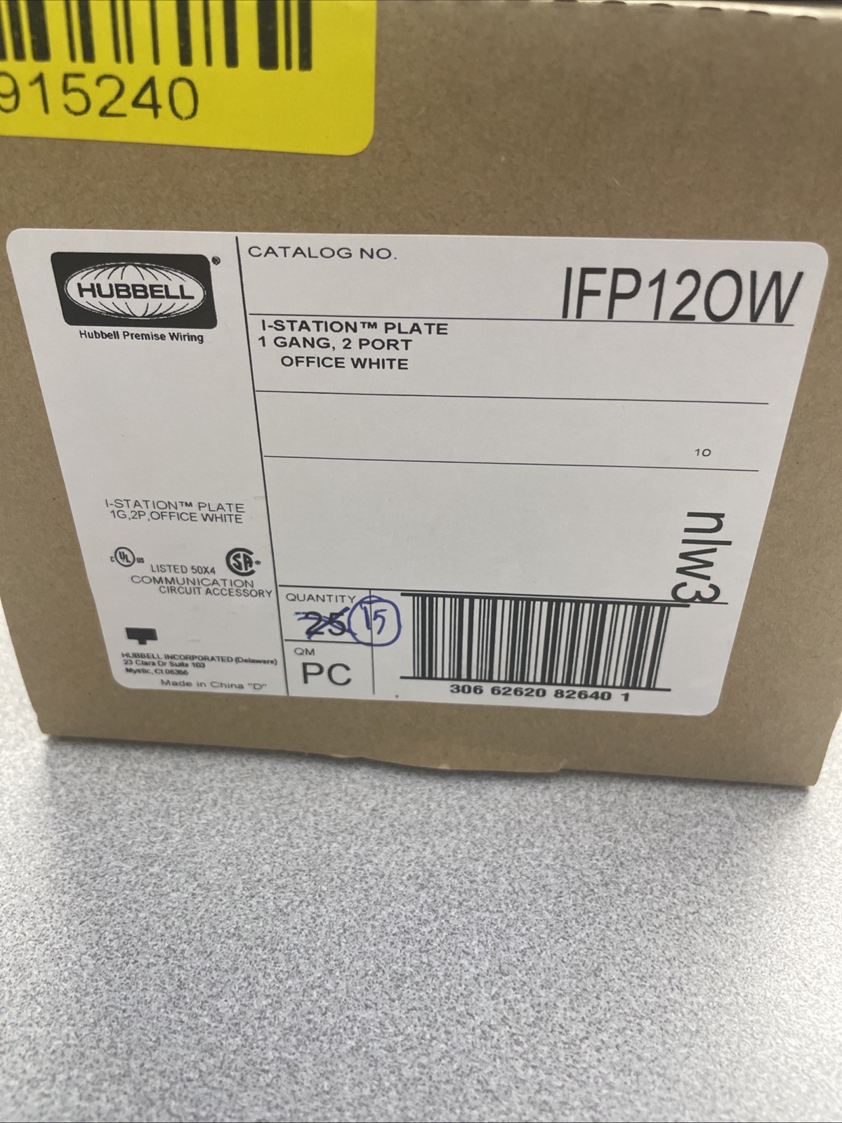 Lot of (15) Hubbell 1 Station Plate 1 Gang, 2 Port White IFP120W  New Sealed