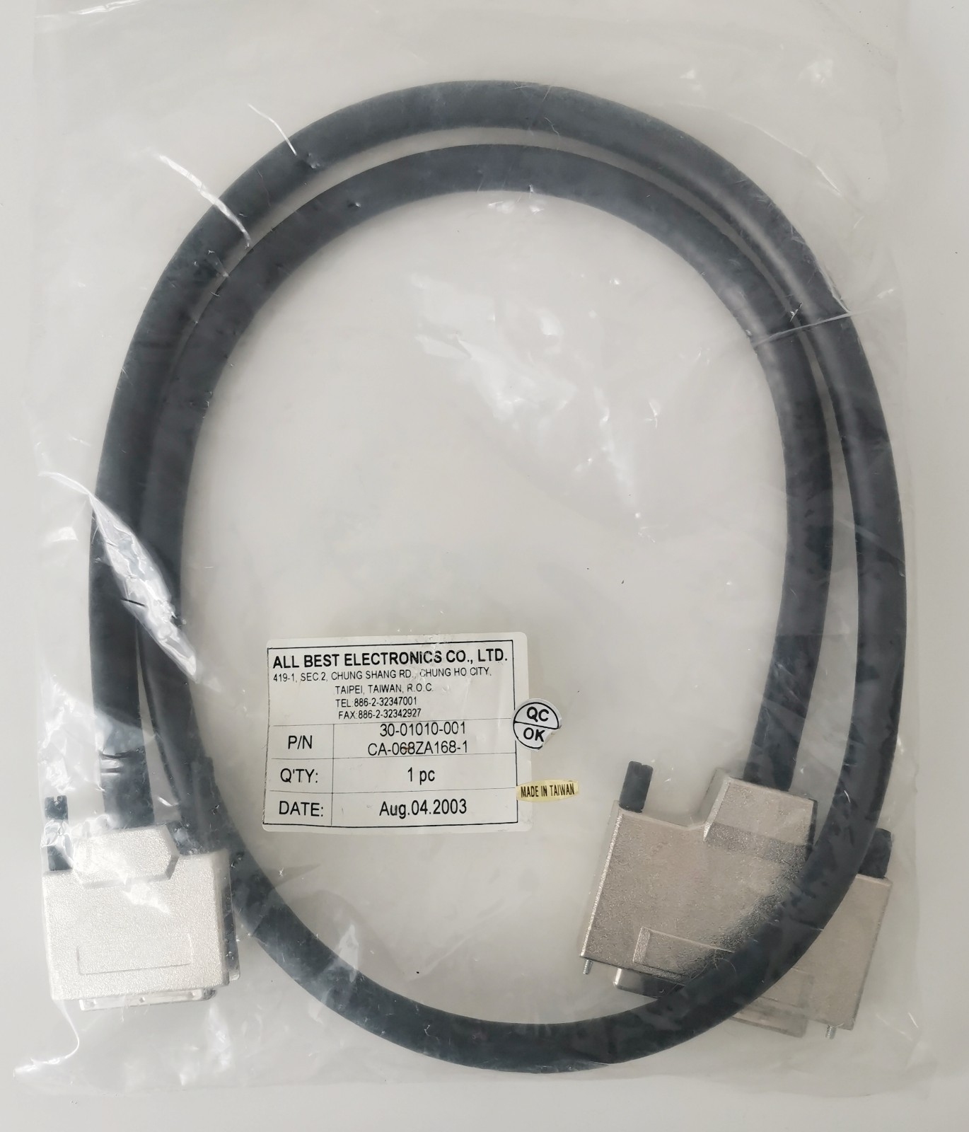 All Best Electronics SCSI-2 to VHDCI Flat 68pin m/m 1m Round Cable CA-068ZA168-1
