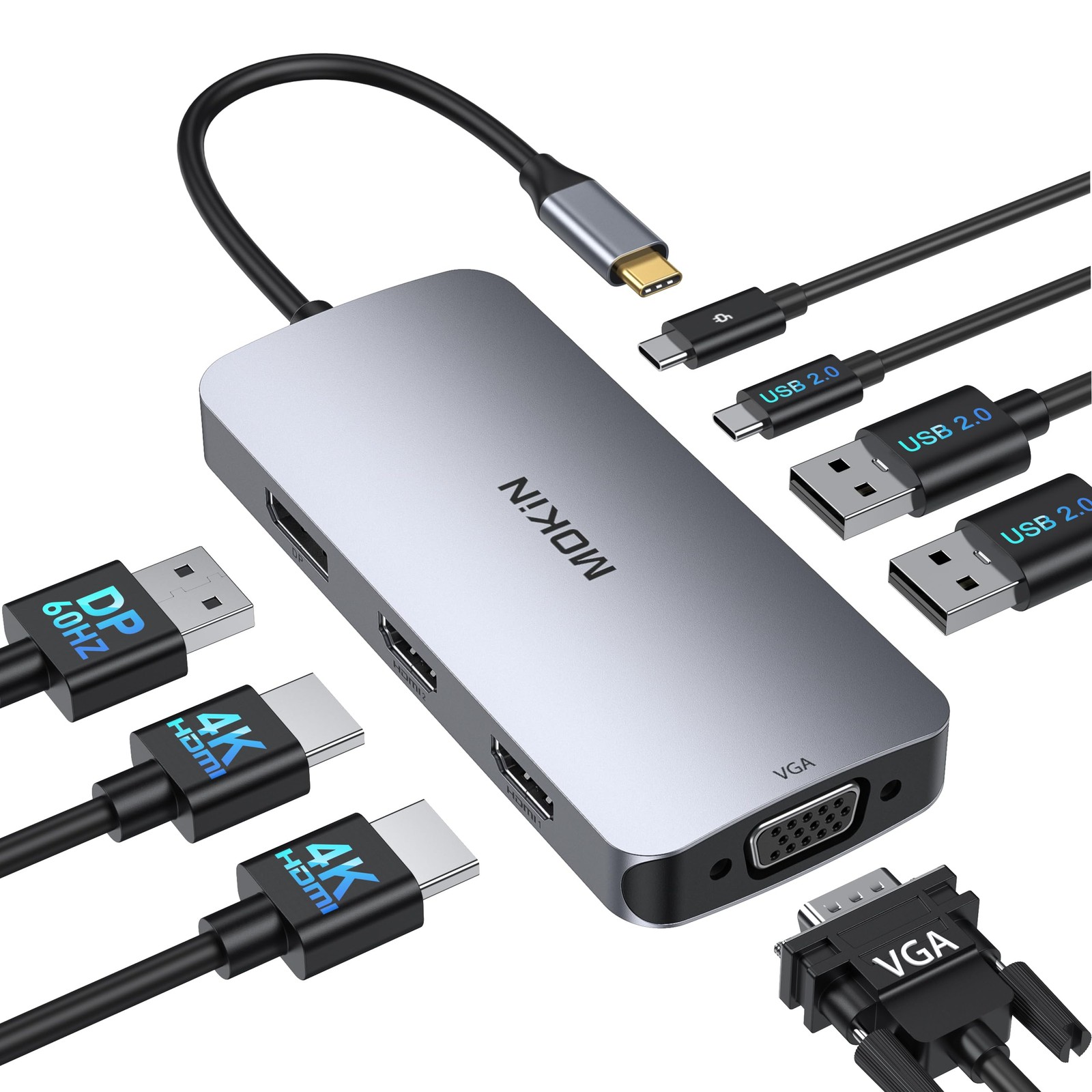 USB C Docking Station Dual HDMI, MOKiN Docking Station 3 Monitors, DisplayPort,