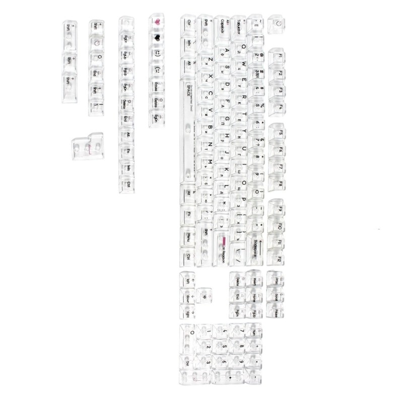 132Keys PC Keycap Russian Crystal Transparents Lettering Original Profile for