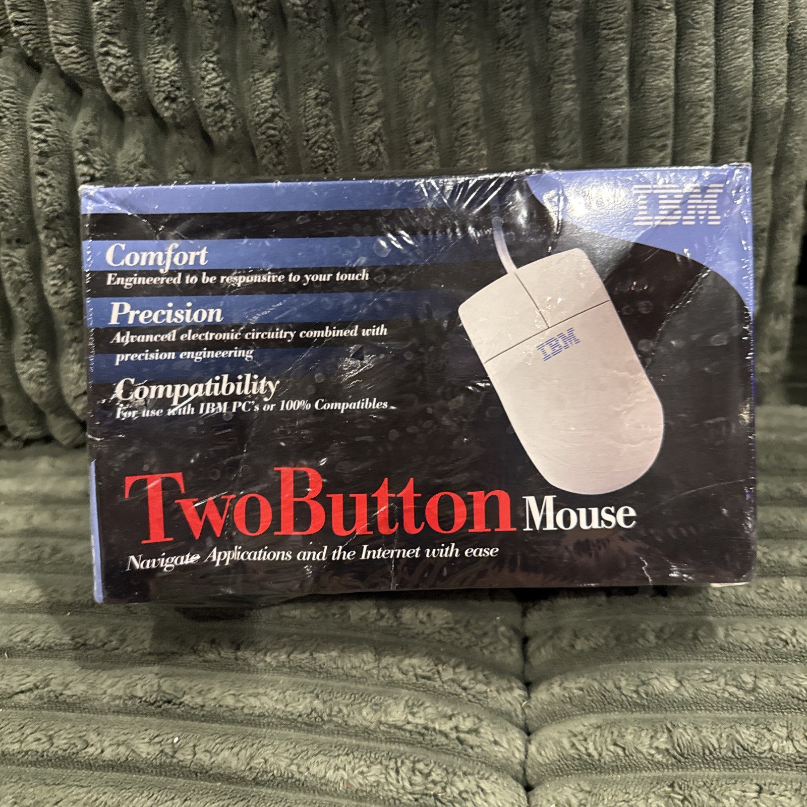 New 1987 Vintage IBM Two Button Computer Wired Mouse - PS2 Connector - Retro