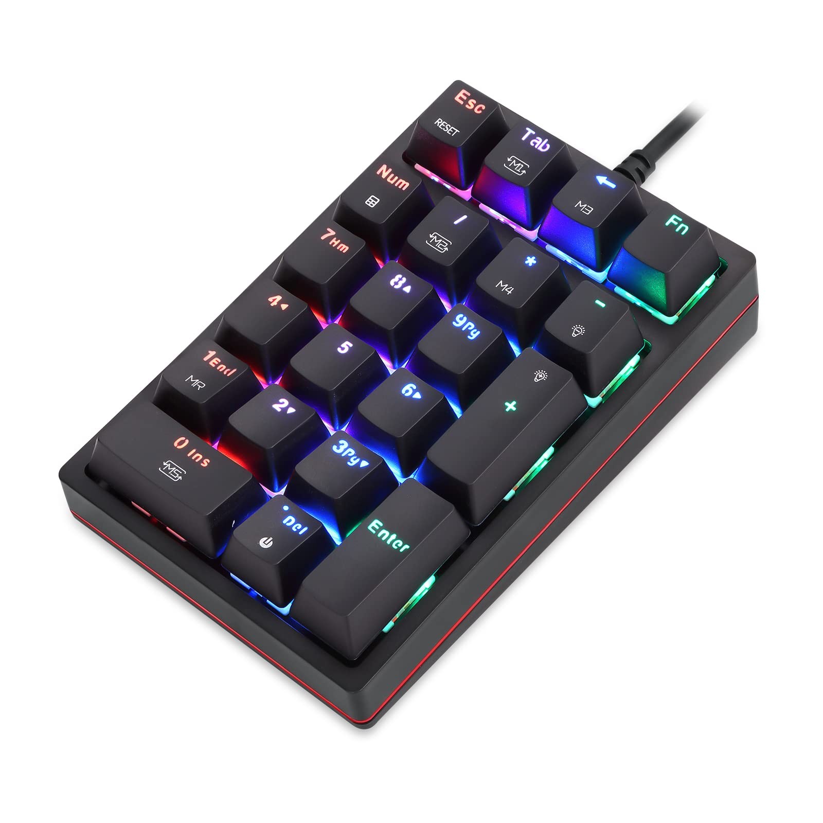 Macro Mechanical Numeric Keypad USB Wired 21 Keys Mini Numpad RGB Programmable