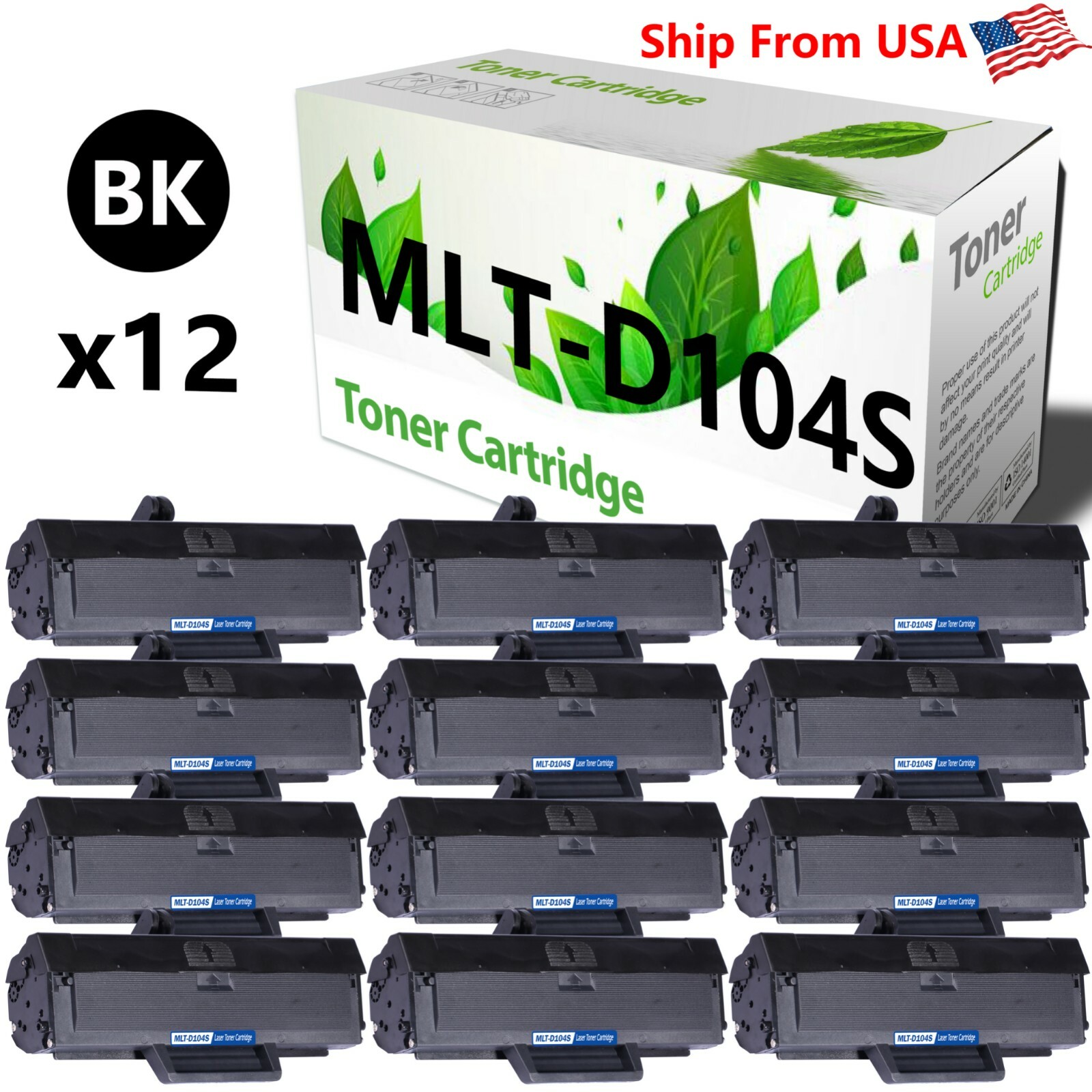 12PK Compatible MLT-D104S D104S Toner Cartridge For ML-1675 Laser Printers