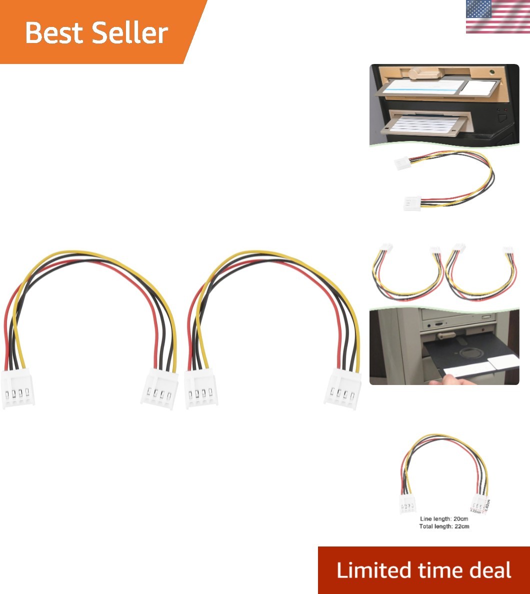 2 Pcs 20cm Floppy Disk Drive Power Cable 4-Pin to 4-Pin Power Cable Adapter f...