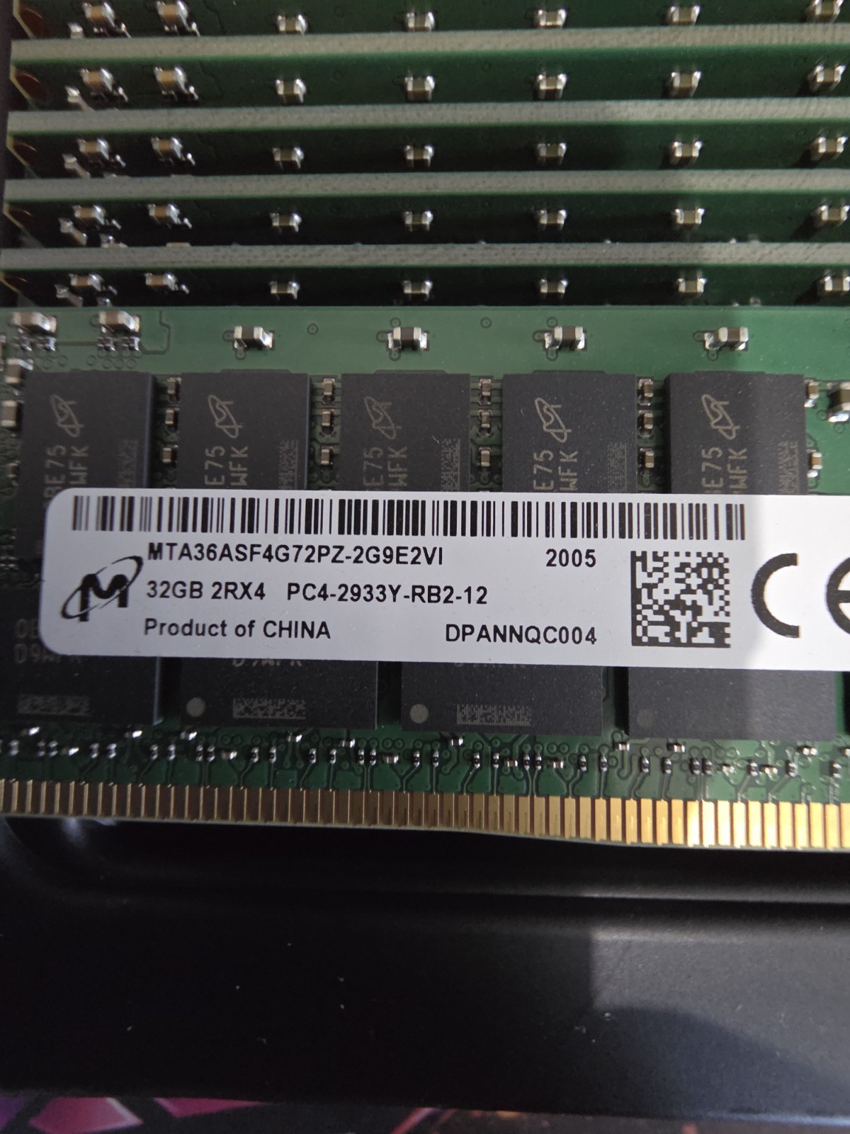 MICRON 32GB 2RX4 PC4-2933Y DDR4 SERVER MEMORY MTA36ASF4G72PZ-2G9E2 