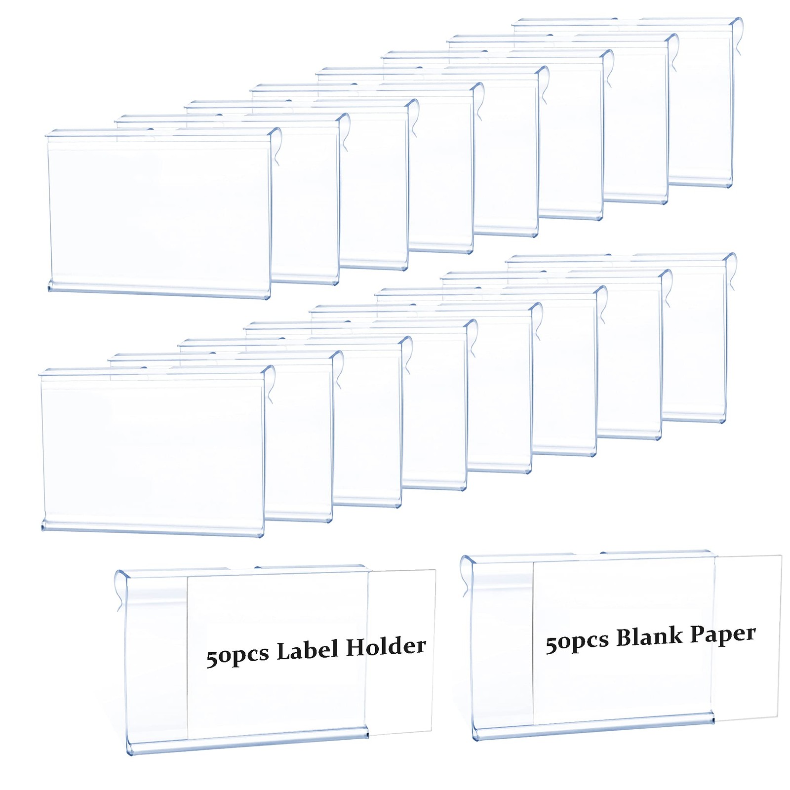 50pcs Labels for Storage Bins Plastic Label Clip, Basket Labels Clip On Wire ...