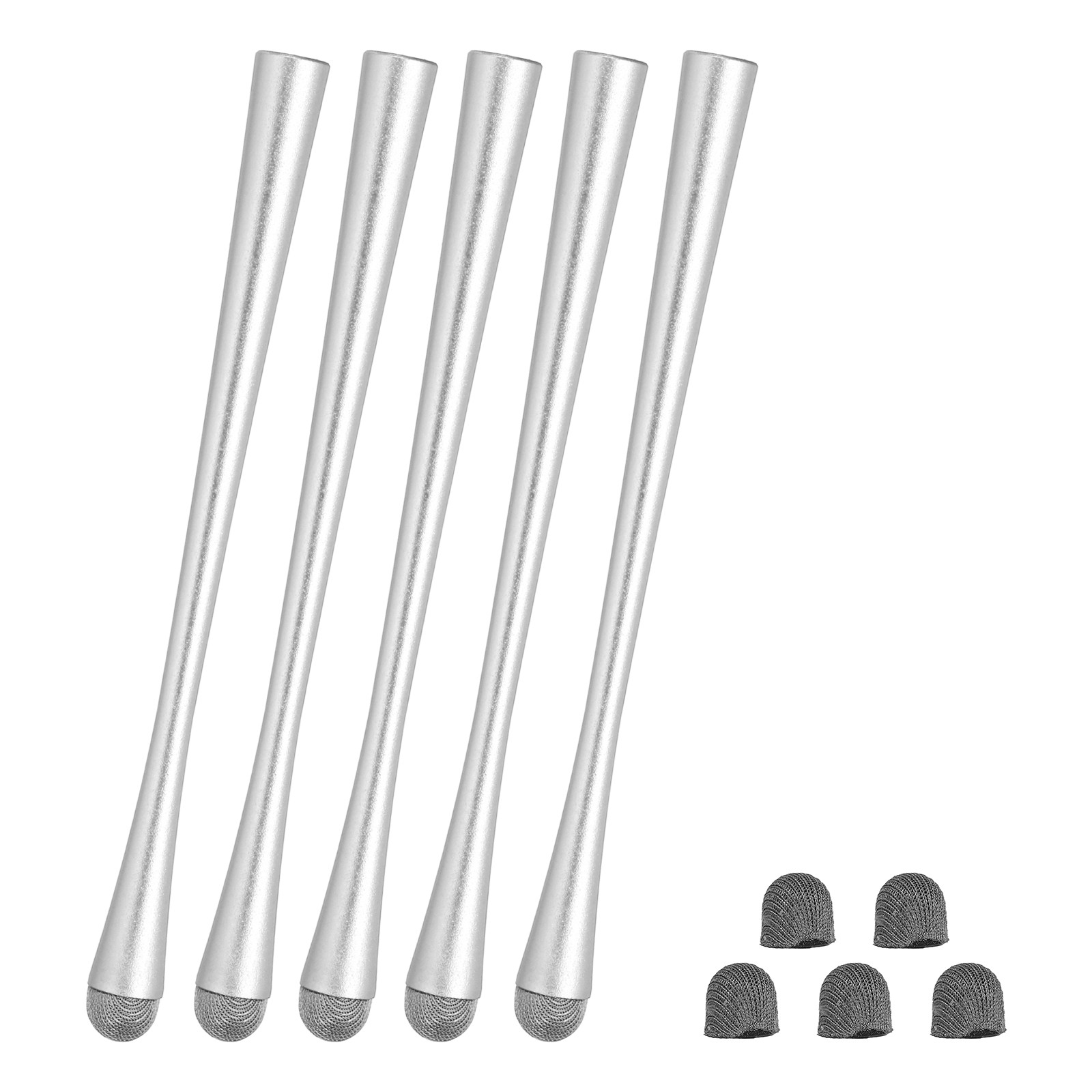 5 Pcs Slim Waist Stylus Pens, 2 in 1 Universal Capacitive Stylus, Silver