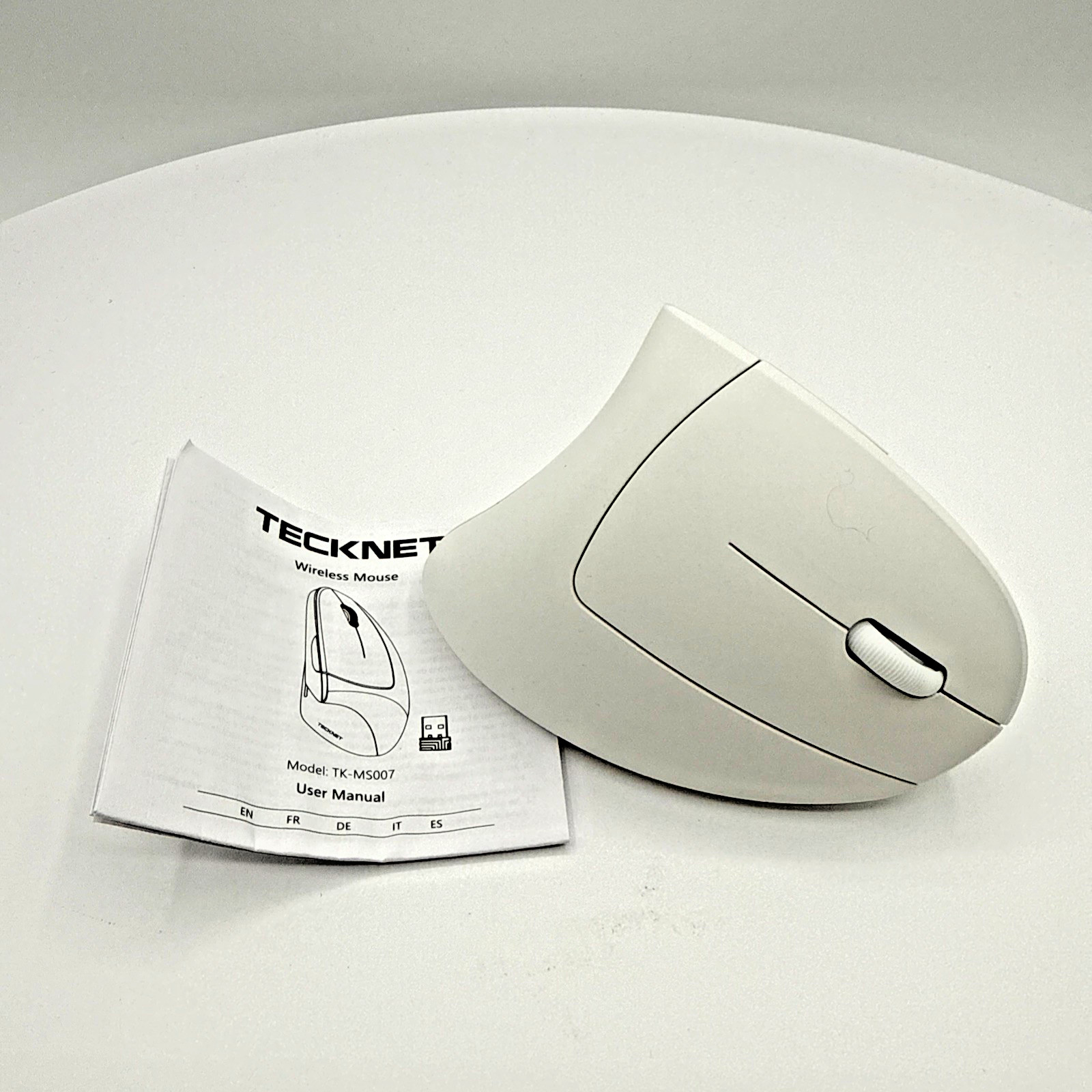 TECKNET TK-MS007 Ergonomic Vertical Mouse Bluetooth 2.4GHz 4800 DPI White