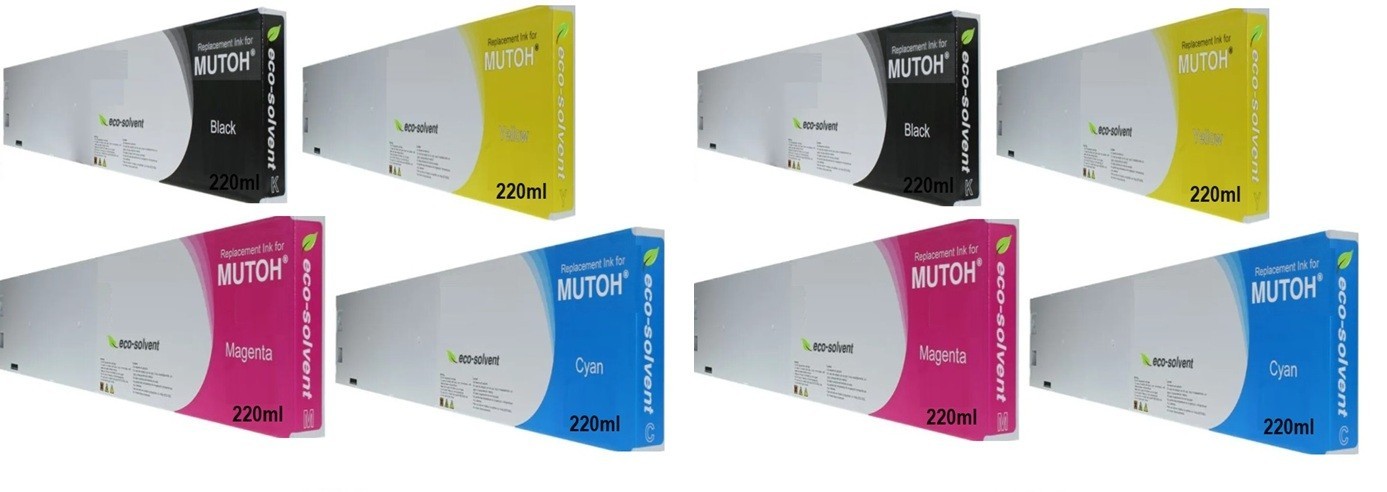 8 x COMPATIBLE MUTOH ECO SOLVENT INK CARTRIDGES ValueJet MS31 CYMK 220ML