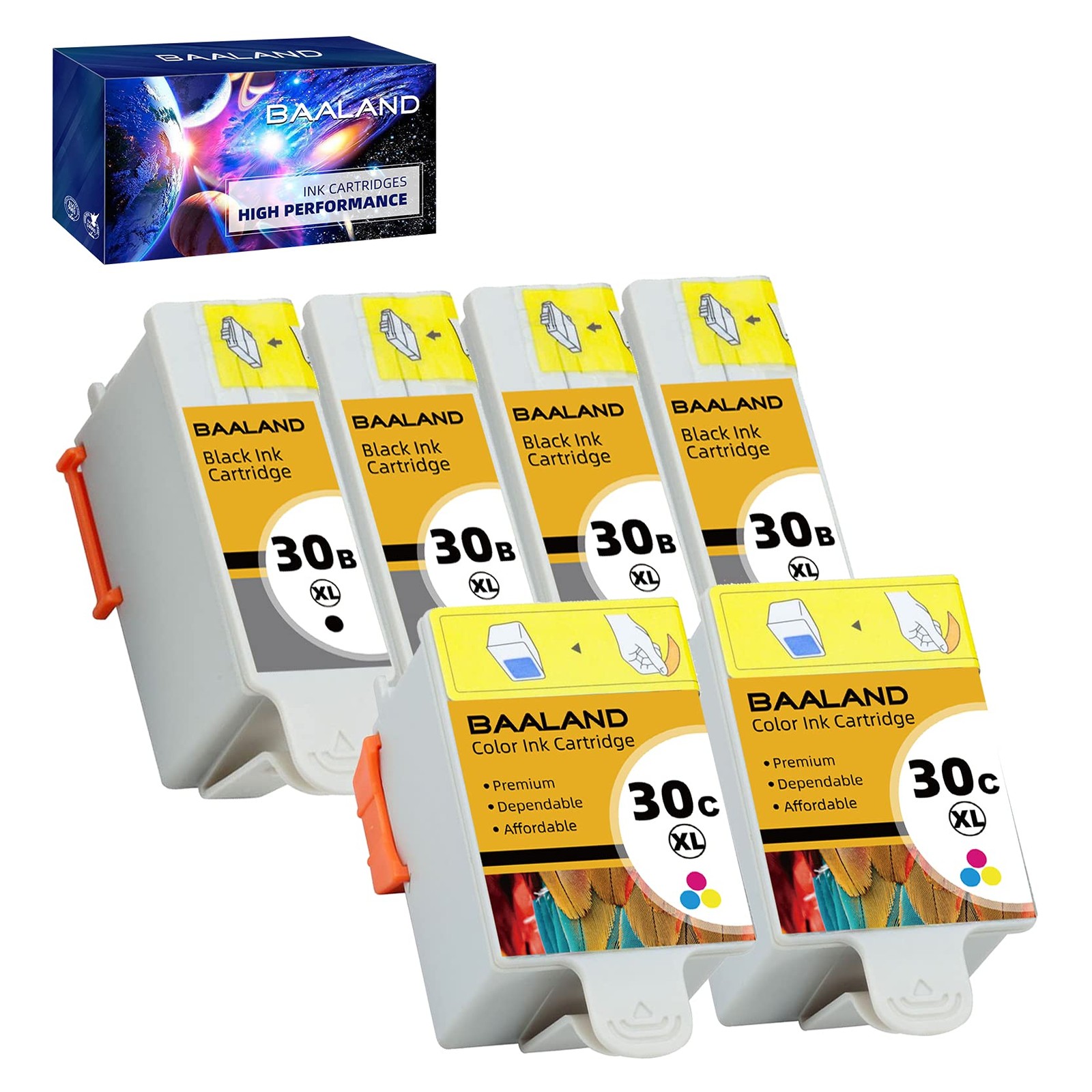 Kodak 30 XL Ink Cartridges Relacement Combo Pack (4 Black, 2 Color)