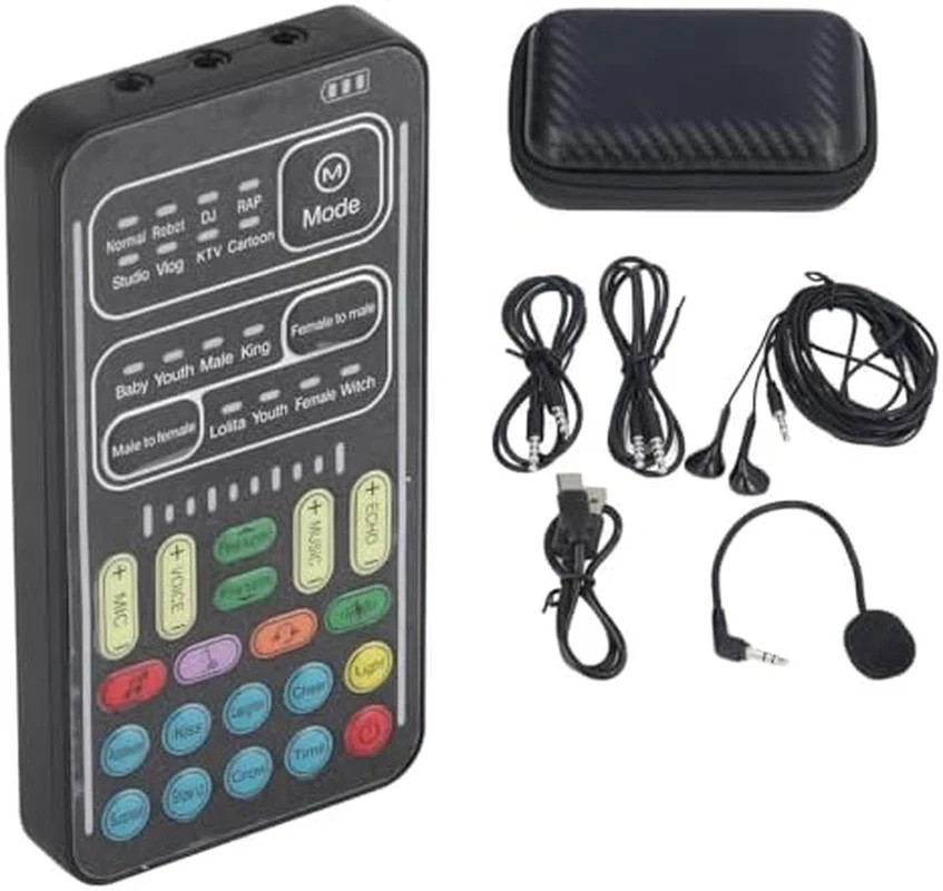 Voice Changer Set, I9 Multifunction Portable Recording Mini Sound Card, 8 Differ