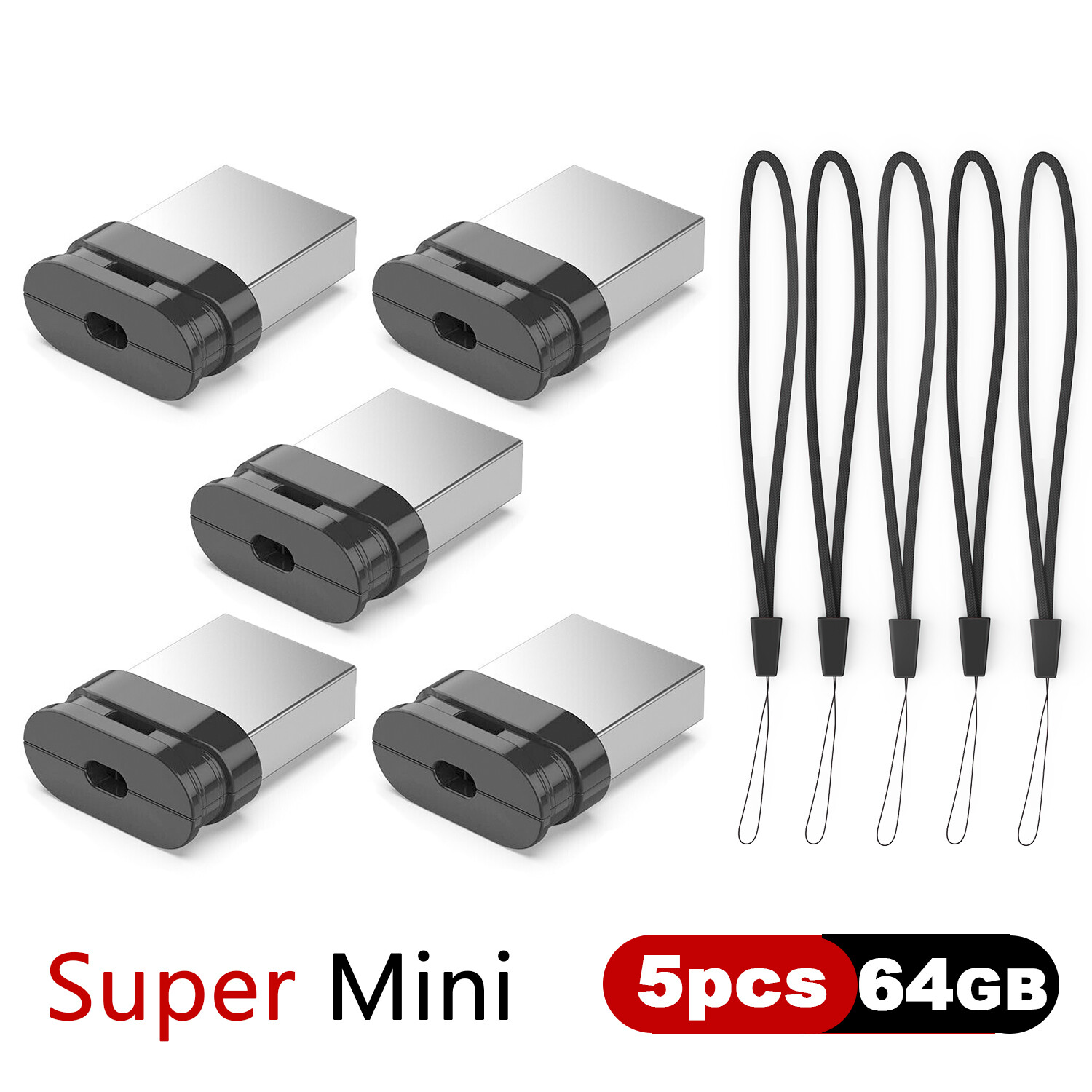 Kootion Mini Metal Waterproof USB 2.0 Flash Drive 5 Pack 64GB Flash Drive Memory