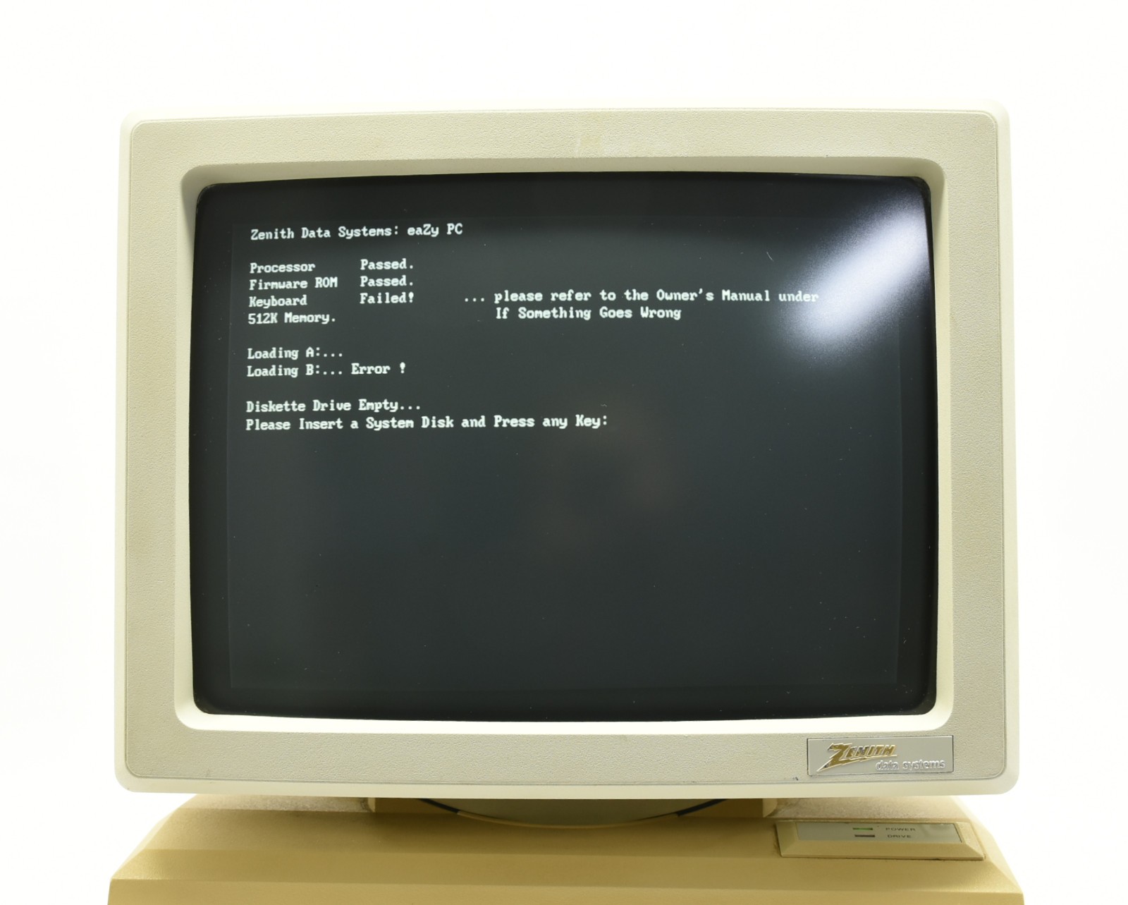 Zenith Data Systems eaZy PC Model 14ZDC2 Vintage RETRO Computer - Powers On POST