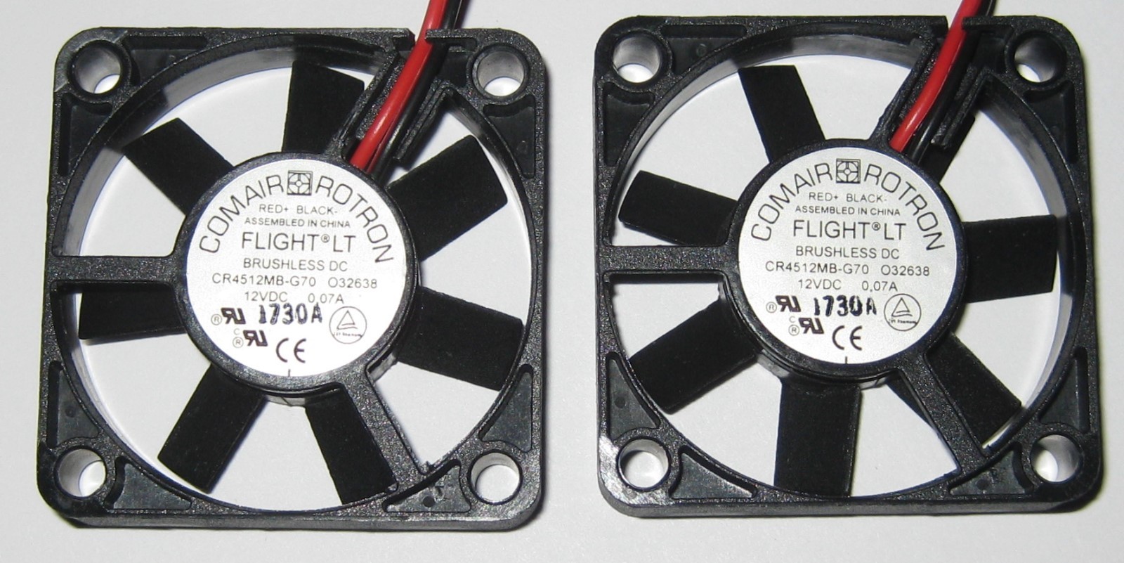 2 X Comair Rotron 45 mm Quiet Electric Fan - 12 V - 6.9 CFM - 22 dB - CR4512MB