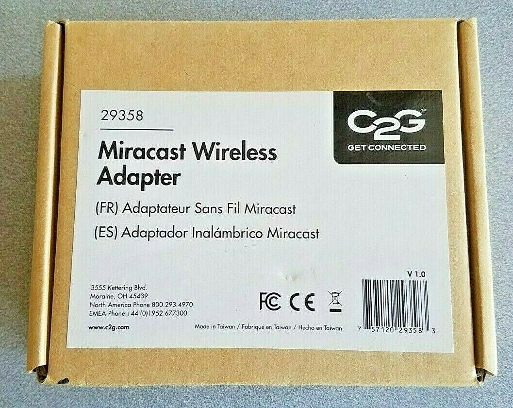 C2G 29358 Miracast Wireless Network Adapter - New