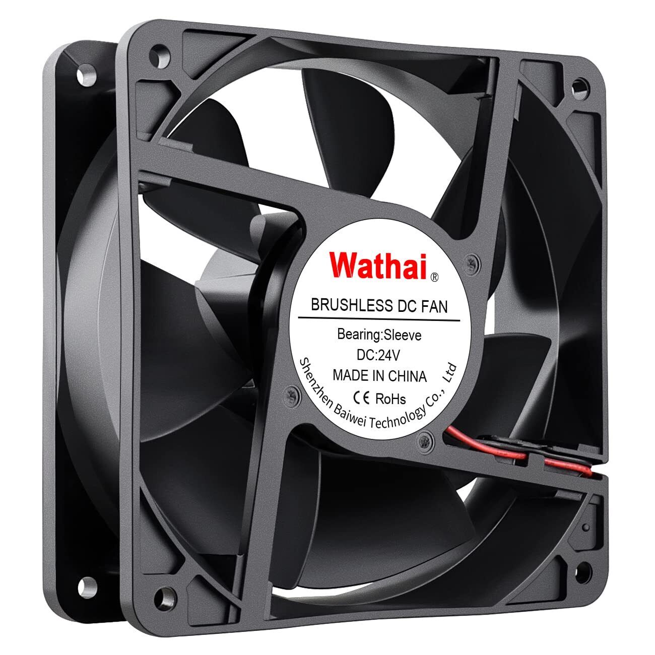 Wathai 120x120x38mm 120mm 24V 2Pin Brushless DC Industrial Cooling Case Fan