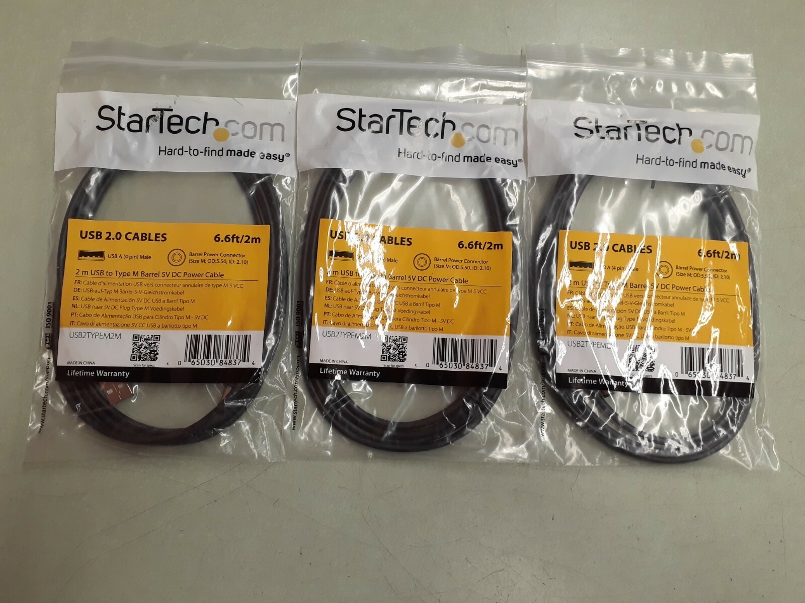 (3) StarTech USB2TYPEM2M (6.6FT) USB A Male to Type M Barrel