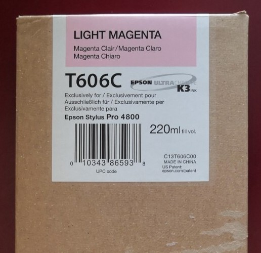 09-2010 GENUINE EPSON T606C LIGHT MAGENTA 220ml K3 INK STYLUS PRO 4800