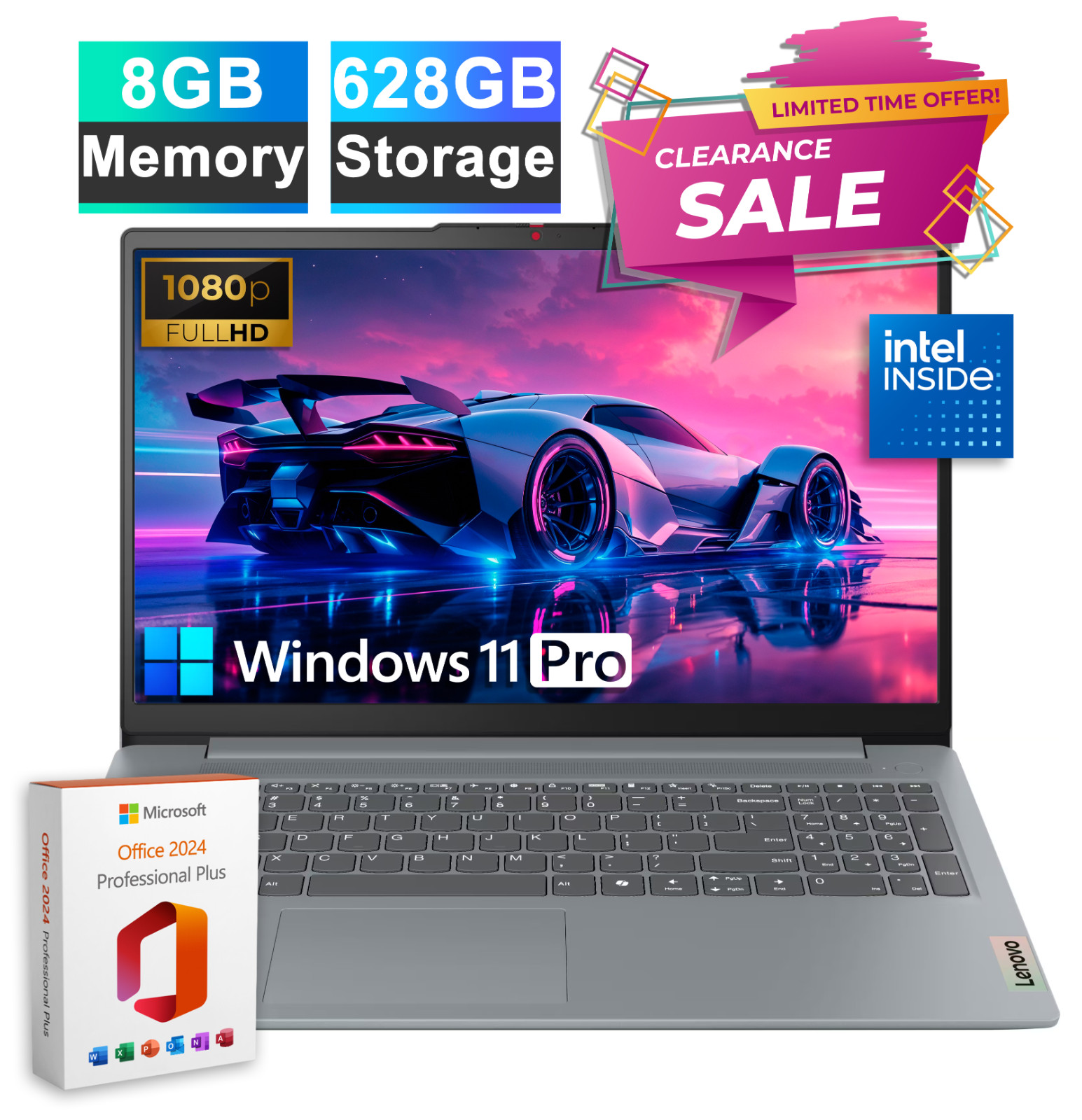 2026 Lenovo IdeaPad Laptop Computer 15 Slim 3i Intel CPU 8GB RAM & 628GB Storage