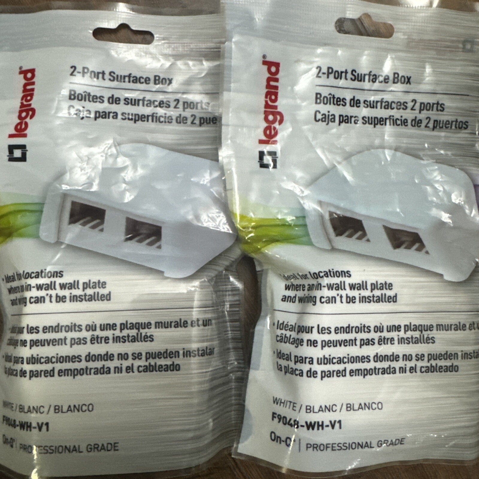 Lot Of 2 Legrand F9048-WH-V1 Keystone 2-Port Surface Box White On-Q SMB Biscuit