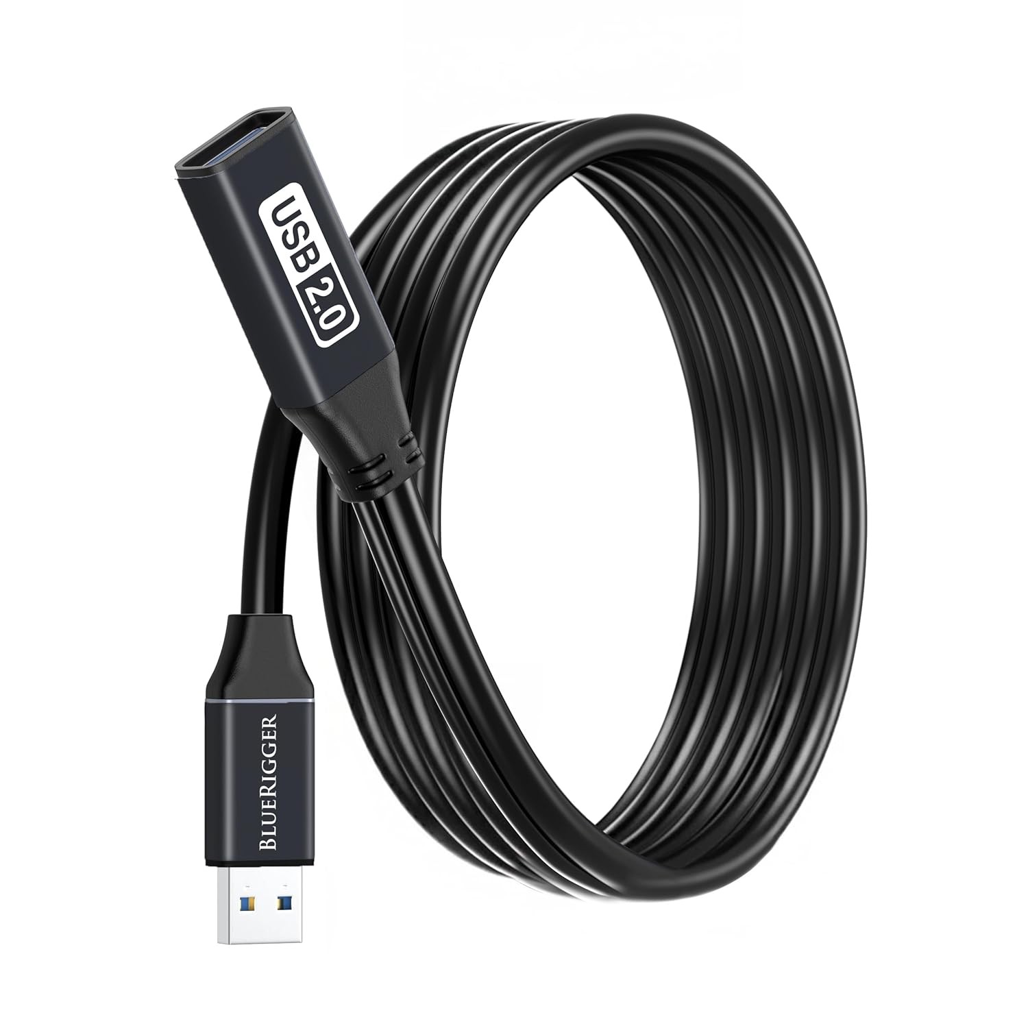 BlueRigger USB Extension Cable (16FT/5M, Long Active USB2.0 Extender, Male to