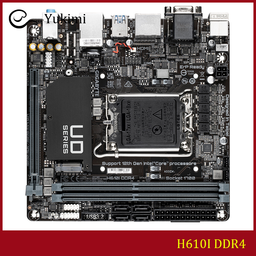 FOR GIGABYTE H610I DDR4 LGA1700 HDMI+VGA+DP 64GB Mini-ITX Motherboard Test OK