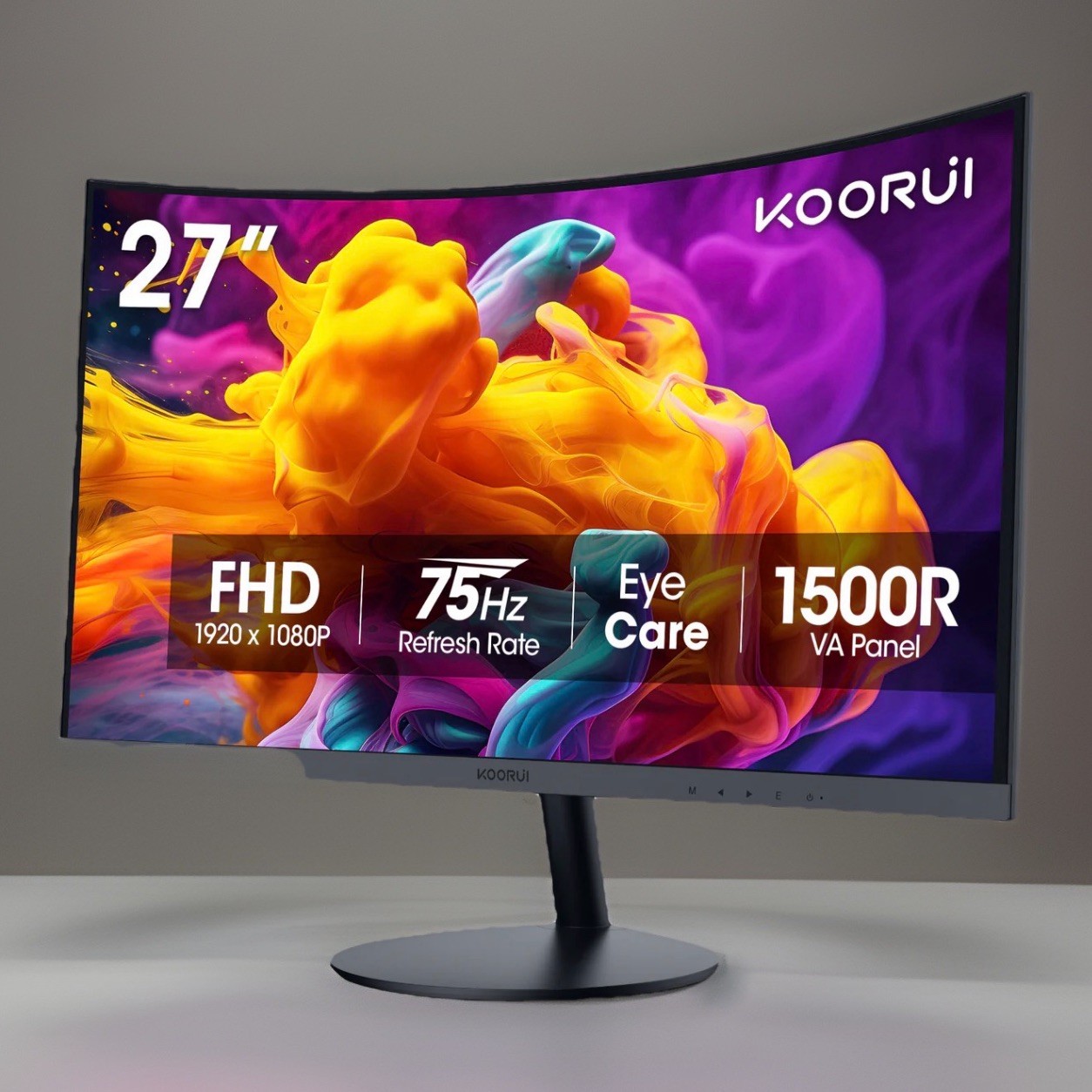 KOORUI 27N5CA 27" FHD LED 75Hz Curved Gaming Monitor Low Blue Light Flicker Free