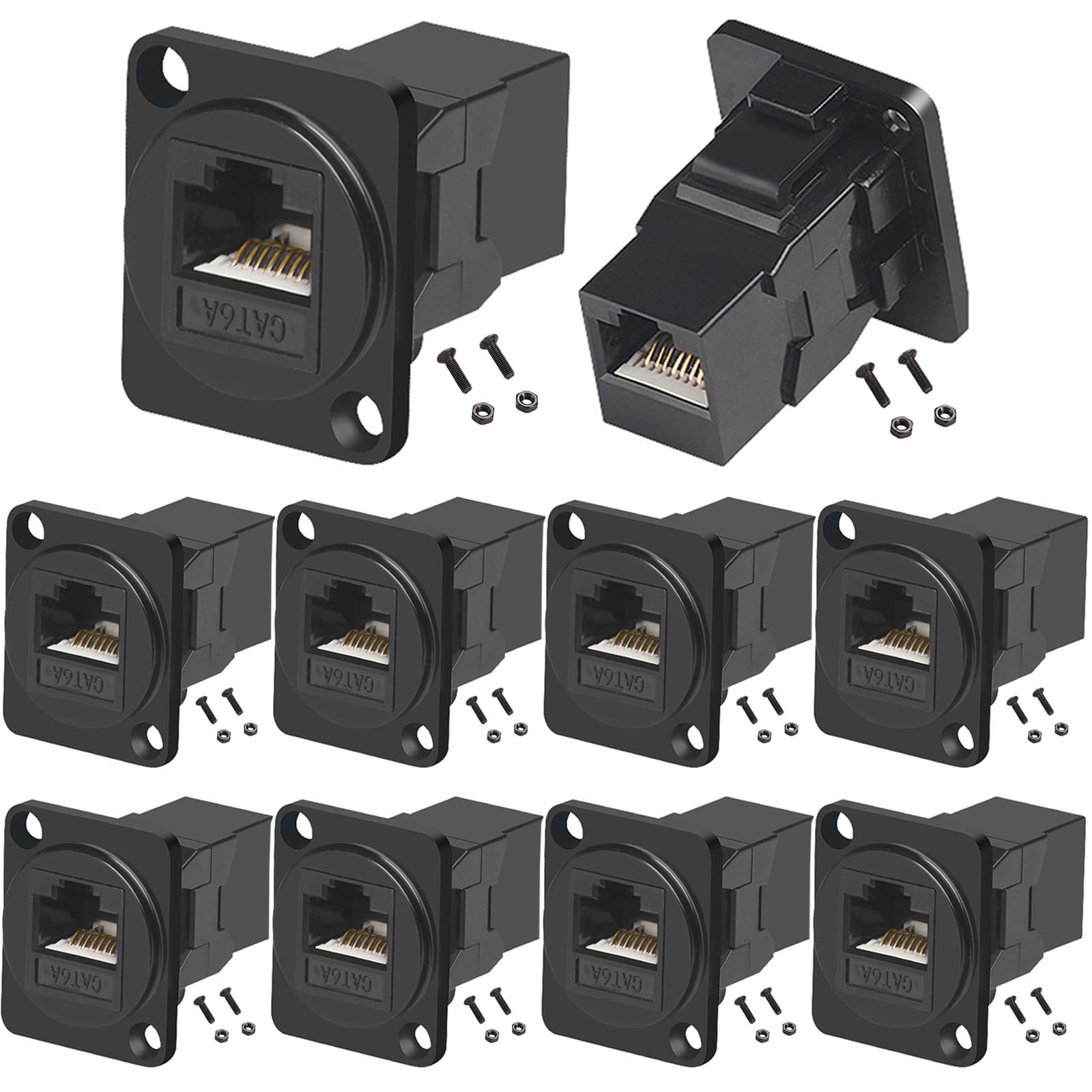 10 PCS DType CAT6A Panel Mount RJ45 PassThrough Coupler Female To Female