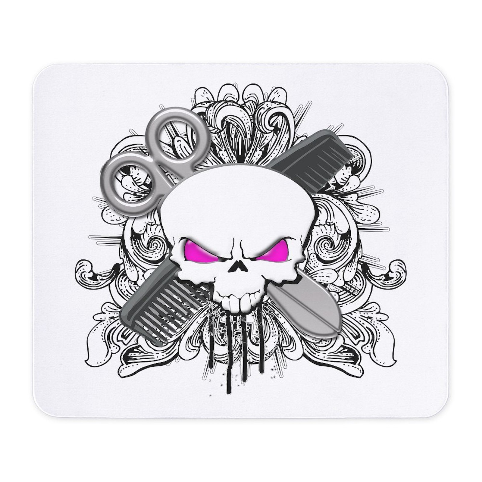 CafePress Hairdresser Pirate Skull Mousepad  (508109232)