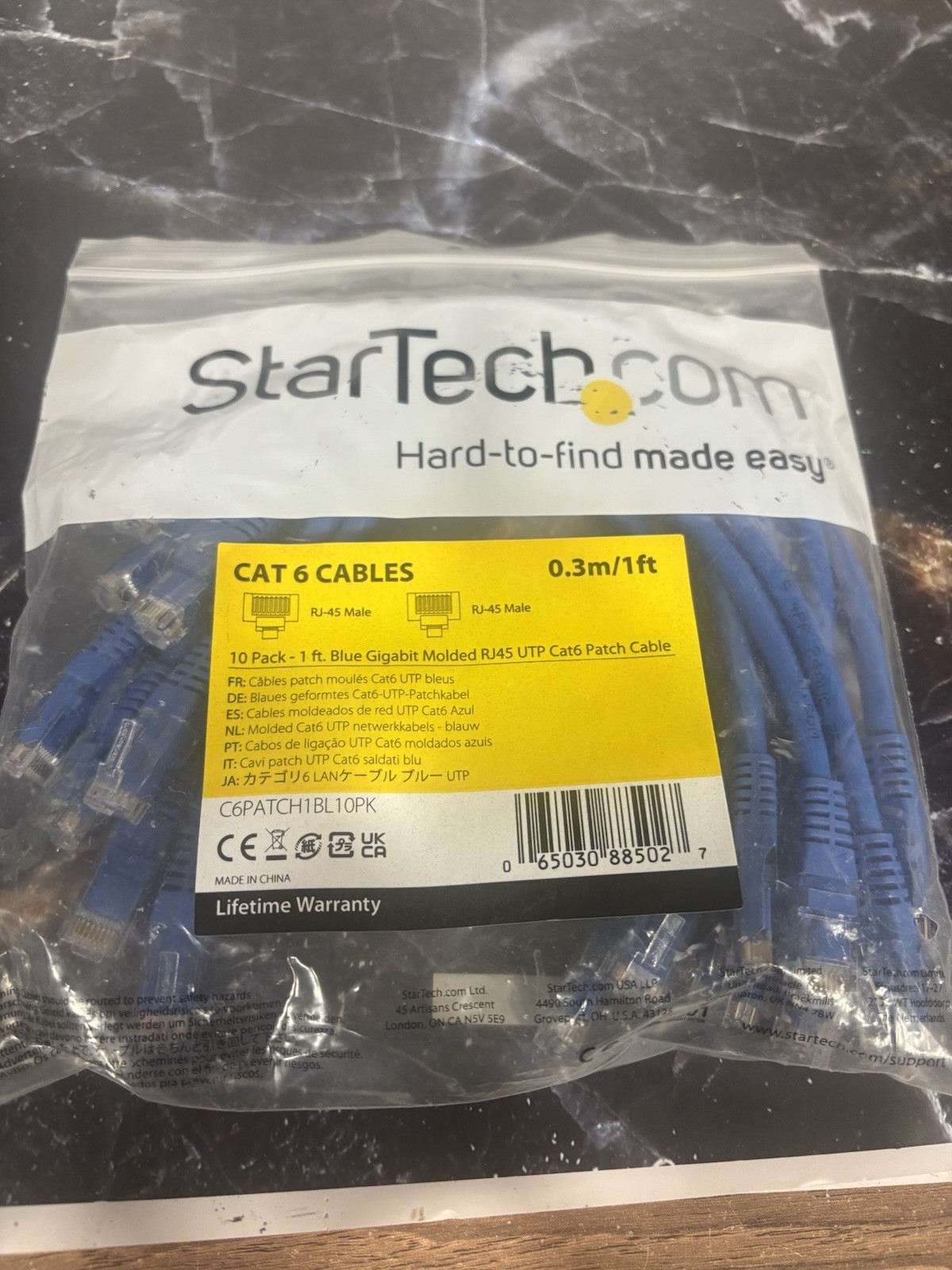 StarTech - 10 pack - 1ft Blue Snagless RJ45 UTP Cat6 Patch Cable