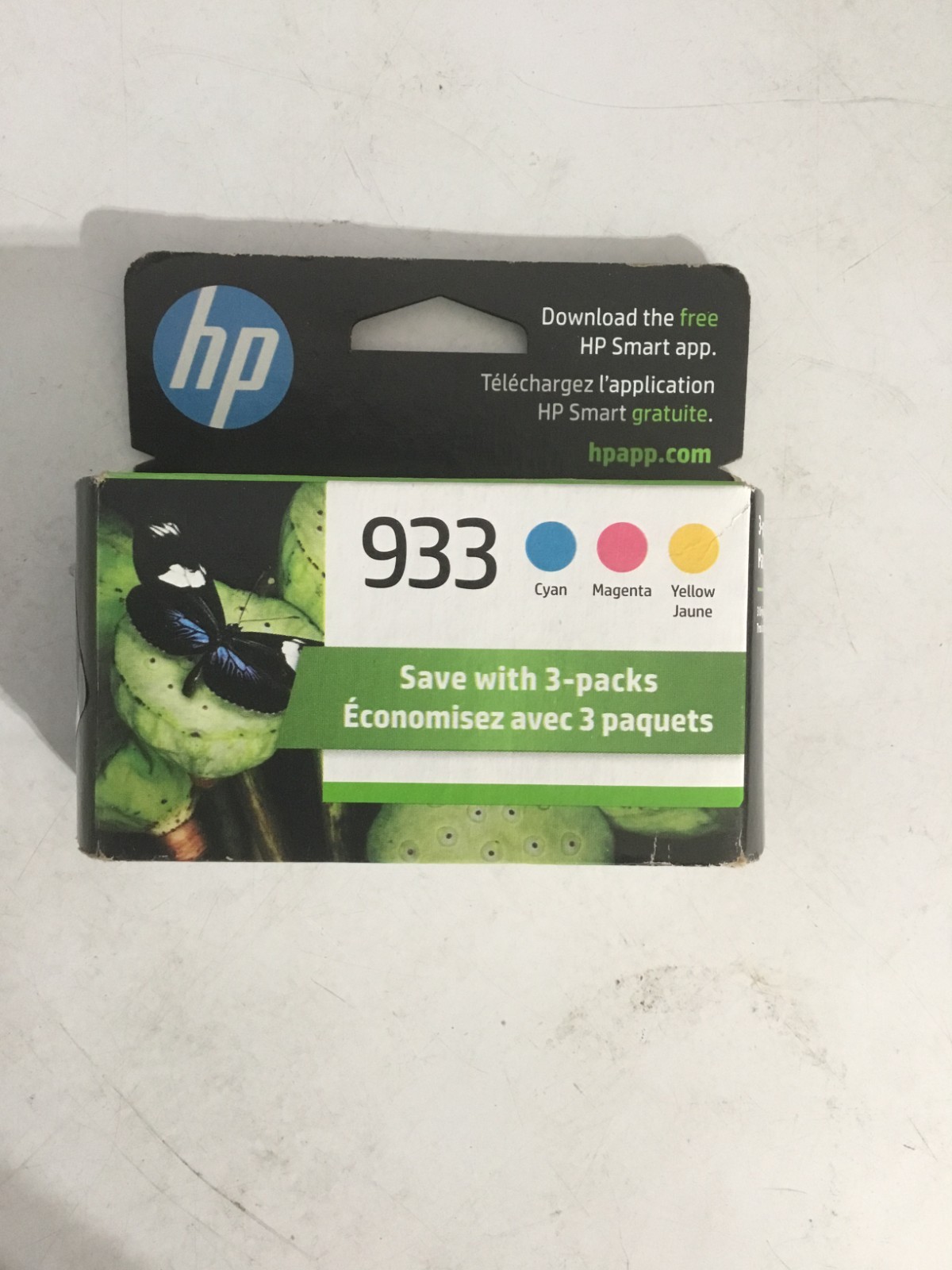 HP N9H56FN 933 Tri-Color Ink Cartridges - 3 Pk Exp 2024-2025 - New Open Box
