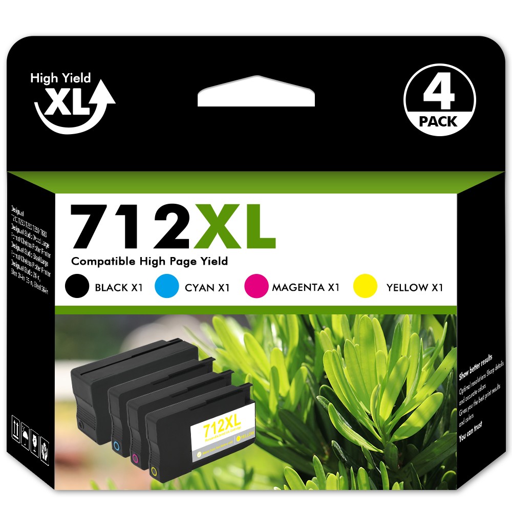 Ink Cartridge Compatible with 712 712XL DesignJet T210 T230 T630 T650 High Yield