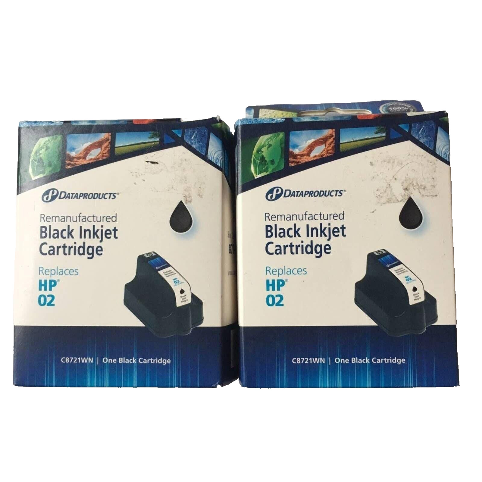 Dataproducts Black Inkjet Cartridge Replaces HP 02 Lot of 2 New